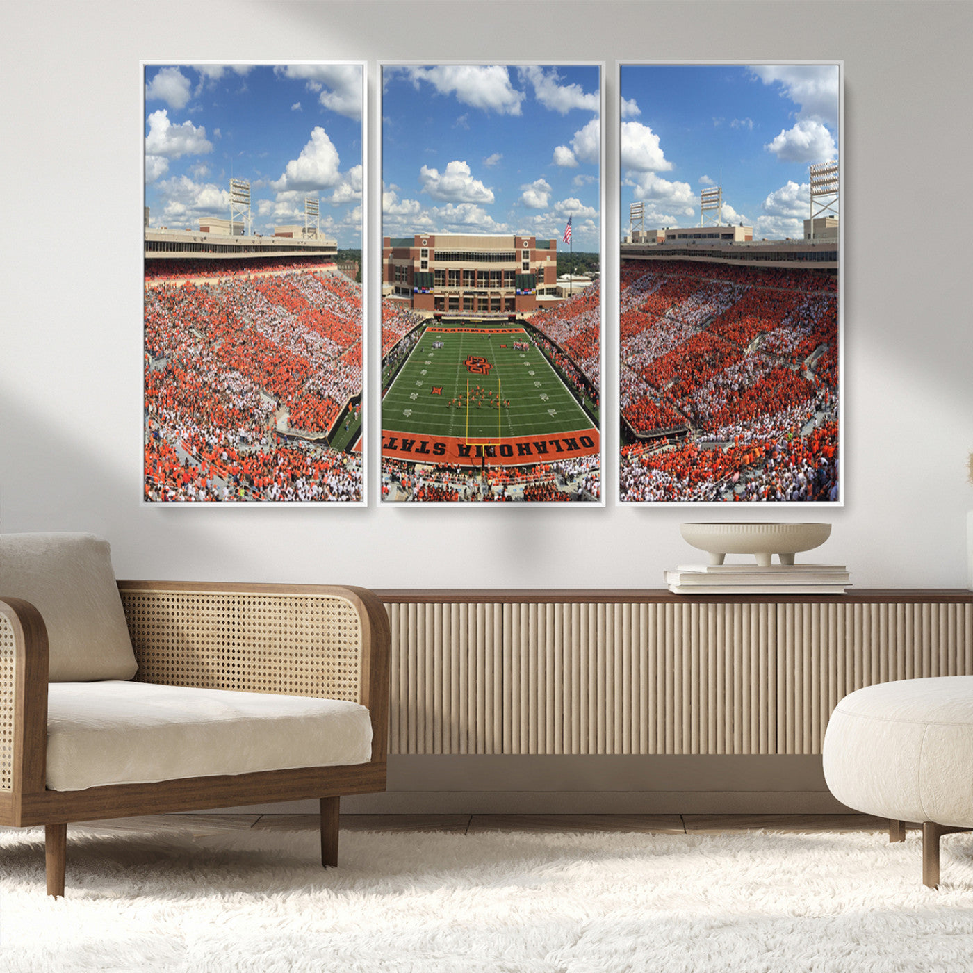 MGV-FC-48X32-3P - Oklahoma State Cowboys Football Team Print - Stillwater Boone Pickens Stadium Wall Art Canvas Print