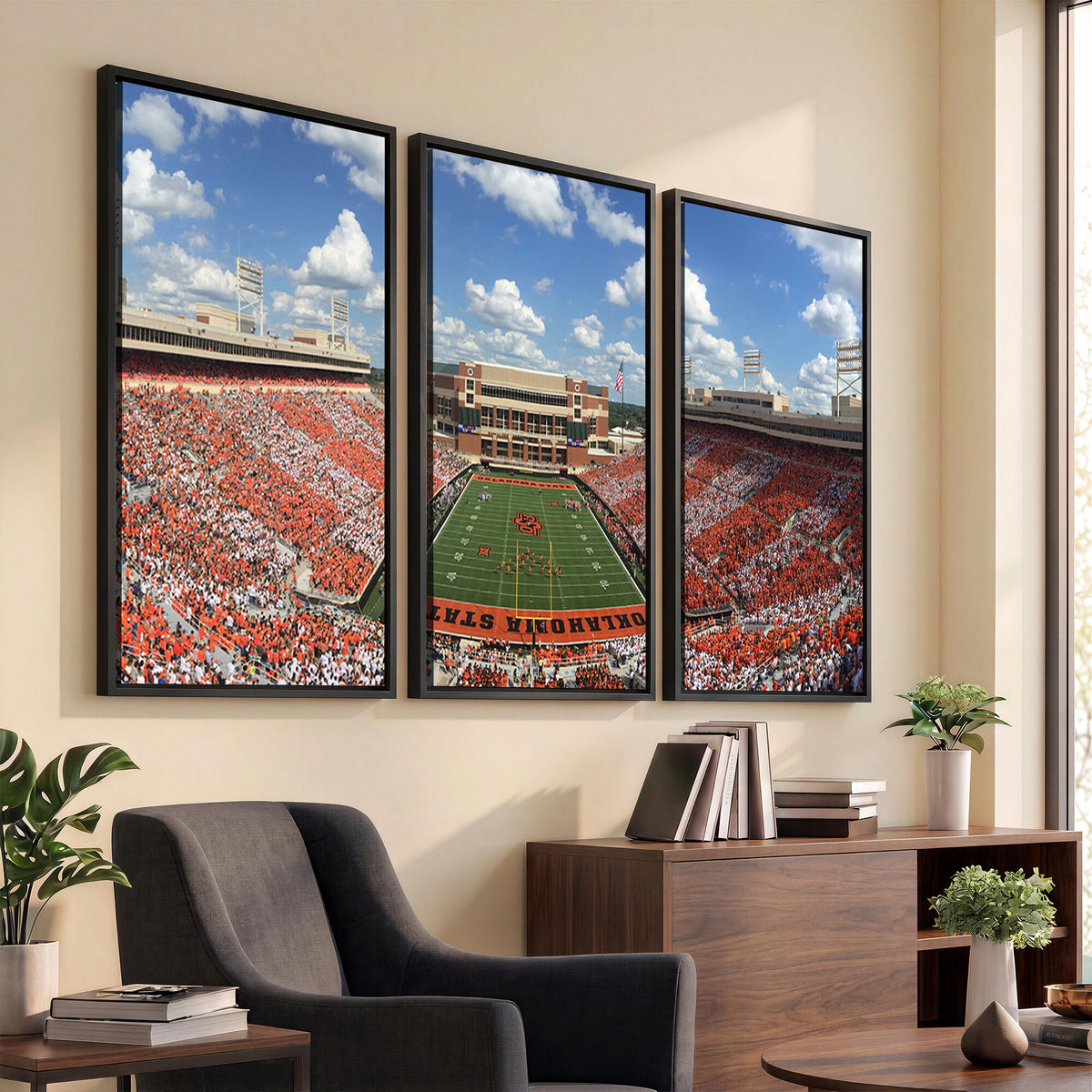 65192-MGV-CV-36X24 - Oklahoma State Cowboys Football Team Print - Stillwater Boone Pickens Stadium Wall Art Canvas Print
