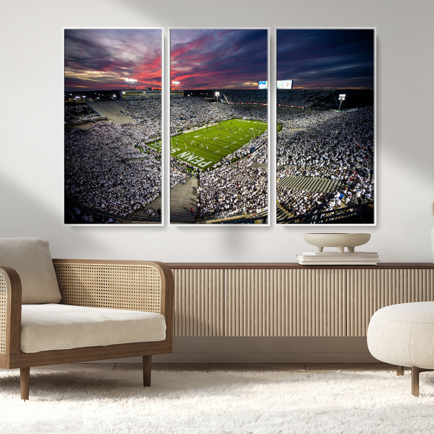 MGV-FC-48X32-3P - Penn State Nittany Lions Football Team Print - University Park Beaver Stadium Art Canvas Print