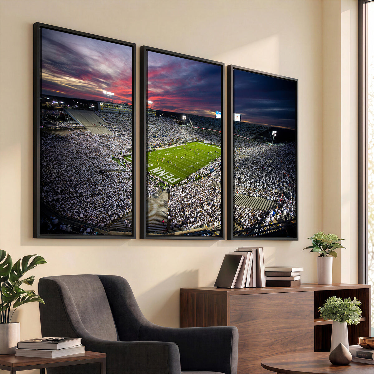 37304-MGV-CV-36X24 - Penn State Nittany Lions Football Team Print - University Park Beaver Stadium Art Canvas Print