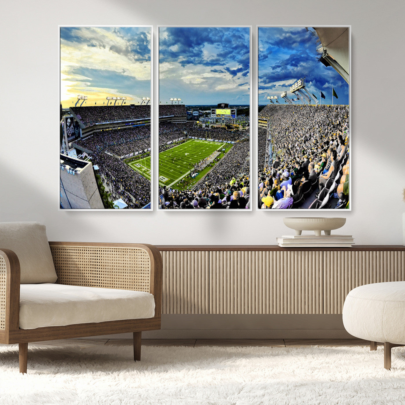 MGV-FC-48X32-3P - Framed USF Bulls Football Team Print - Tampa Raymond James Stadium Wall Art Canvas Print