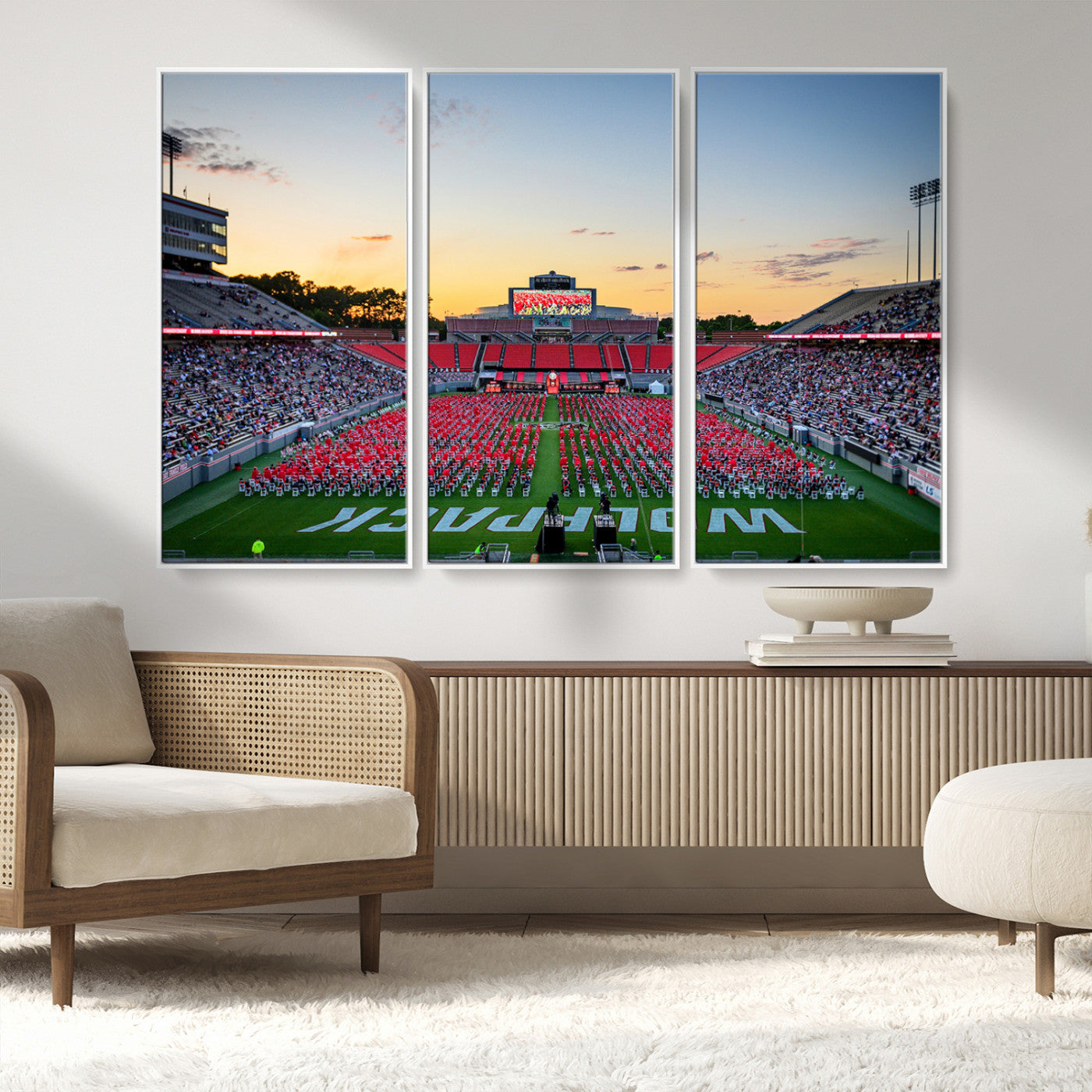 MGV-FC-48X32-3P - NC State Wolfpack Football Team Print Wall Art - Raleigh Carter-Finley Stadium Wall Art Canvas Print