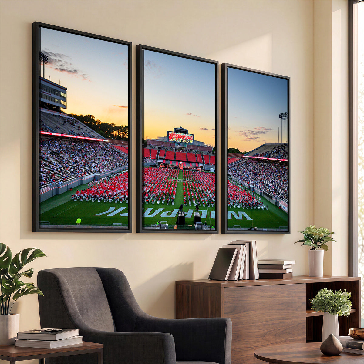 35266-MGV-CV-36X24 - NC State Wolfpack Football Team Print Wall Art - Raleigh Carter-Finley Stadium Wall Art Canvas Print