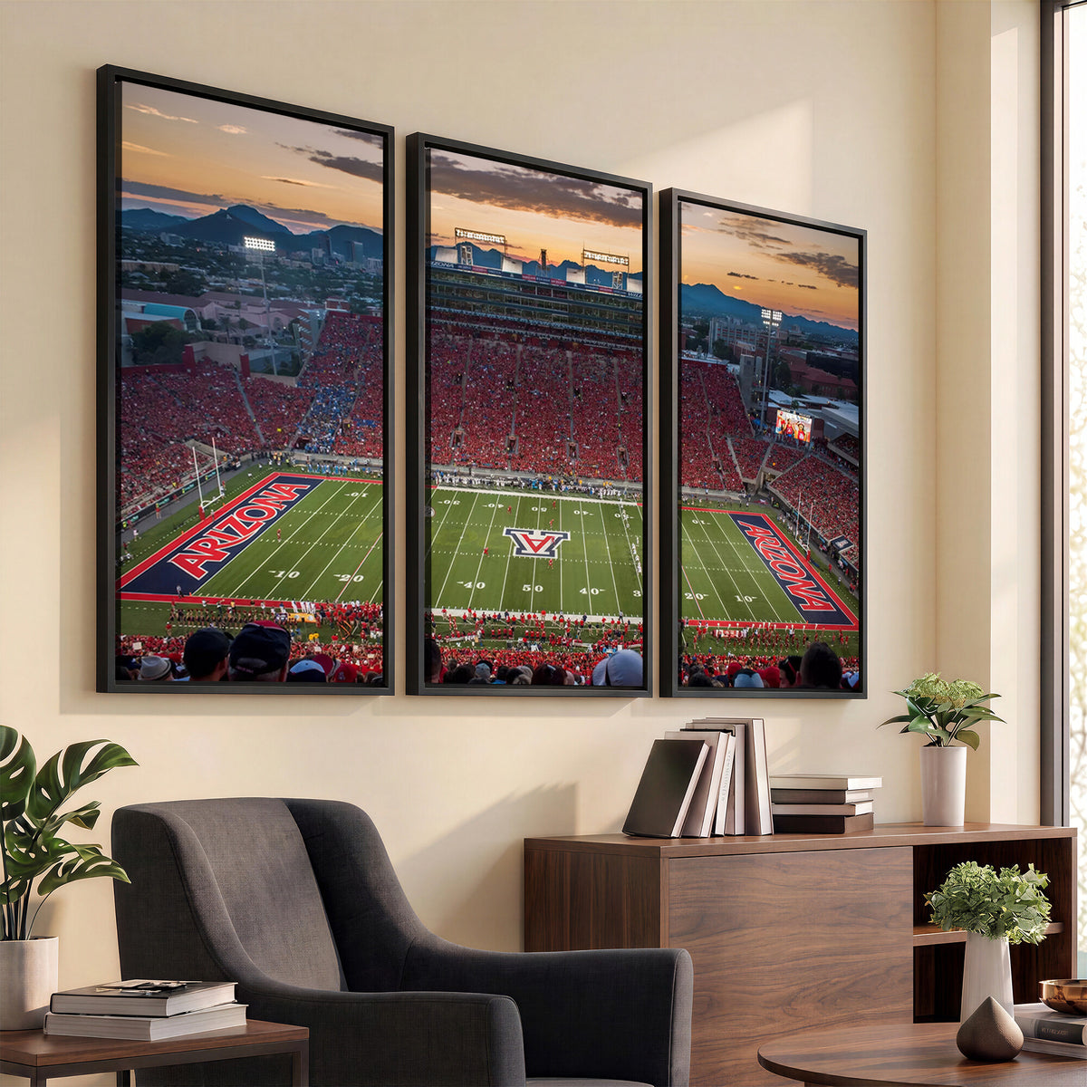 99722-MGV-CV-36X24 - Framed Arizona Wildcats Football Team Print - Tucson Arizona Stadium Wall Art Canvas Print