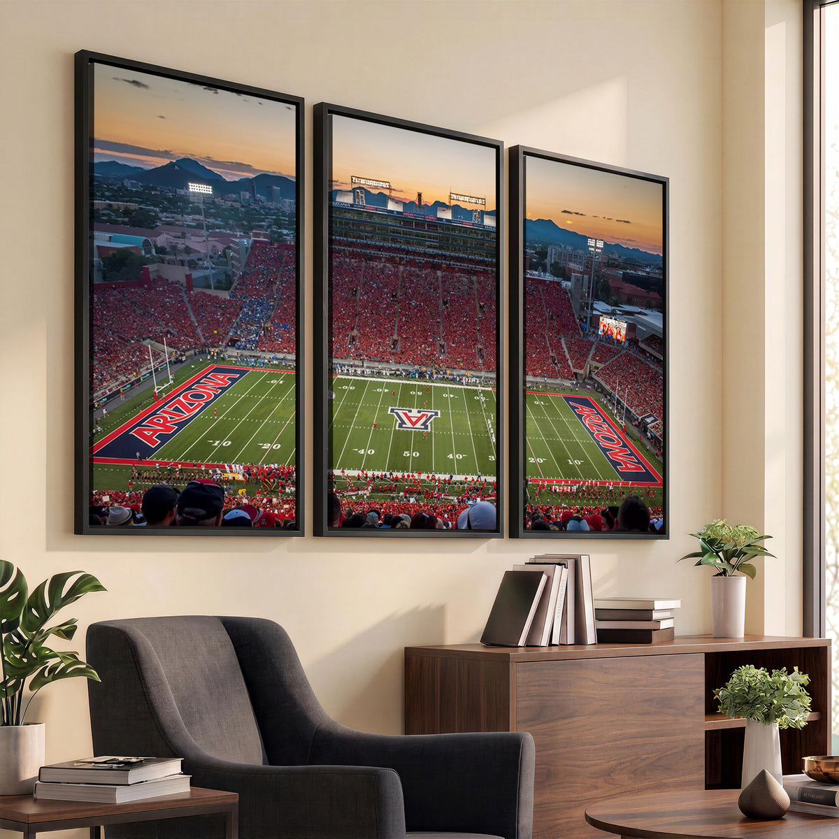 45563-MGV-CV-36X24 - Arizona Wildcats Football Team Print - Tucson Arizona Stadium Wall Art Canvas Print