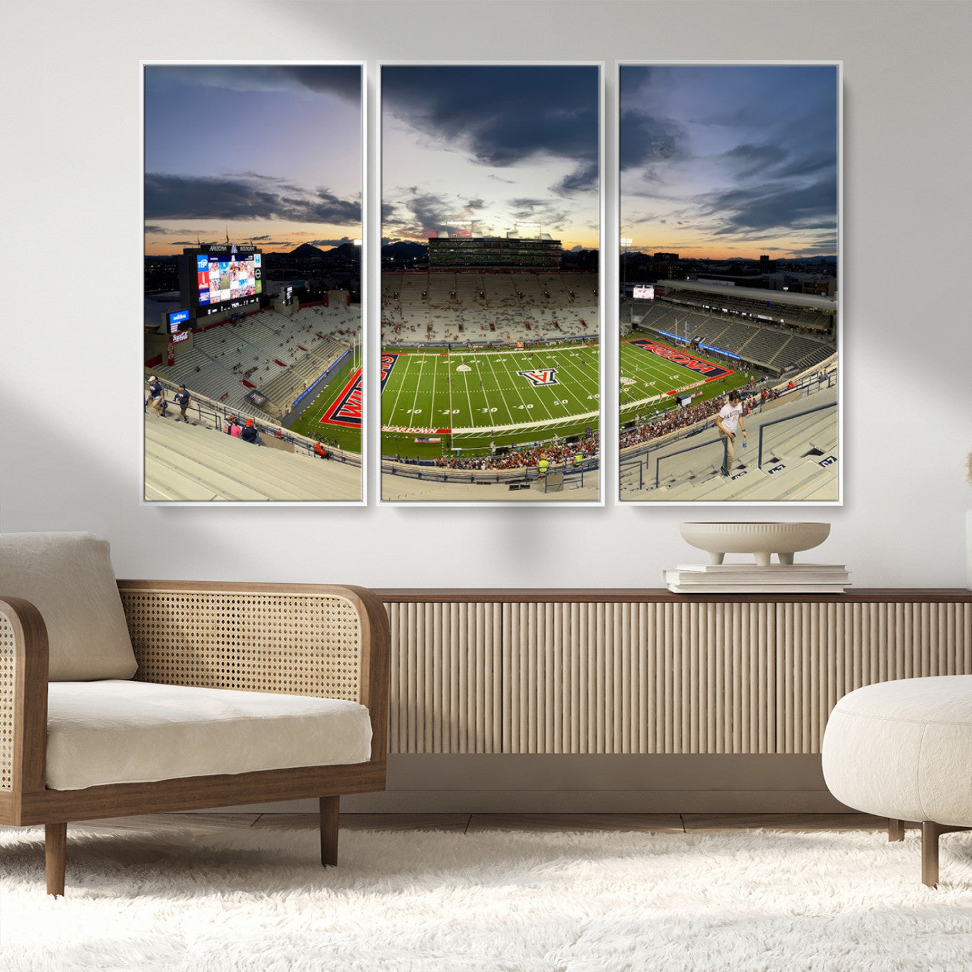 MGV-FC-48X32-3P - Arizona Wildcats Football Team Print - Tucson Arizona Stadium Wall Art Canvas Print