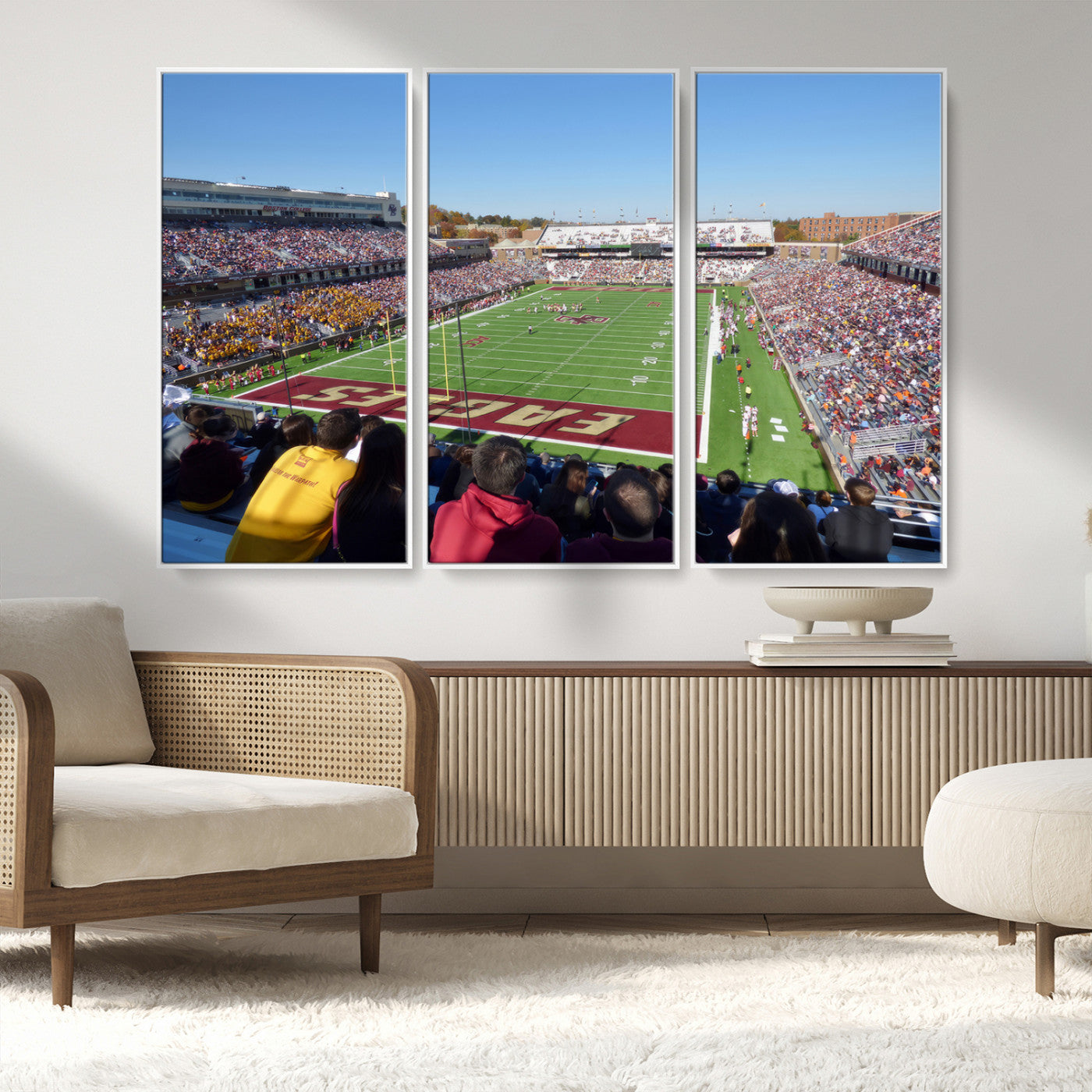 MGV-FC-48X32-3P - Boston College Eagles Football Team Print - Boston Alumni Stadium Wall Art Canvas Print