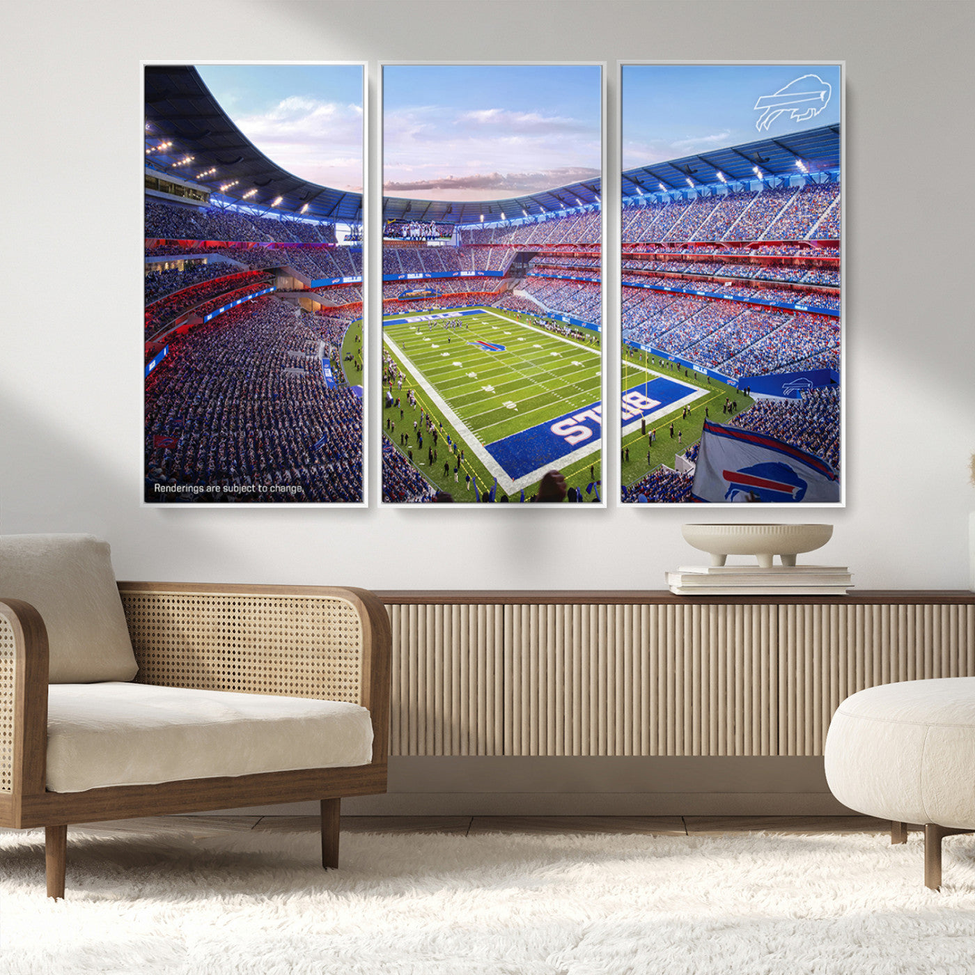 MGV-FC-48X32-3P - Buffalo Bills Football Team Print Canvas - Buffalo Highmark Stadium Wall Art Canvas Print