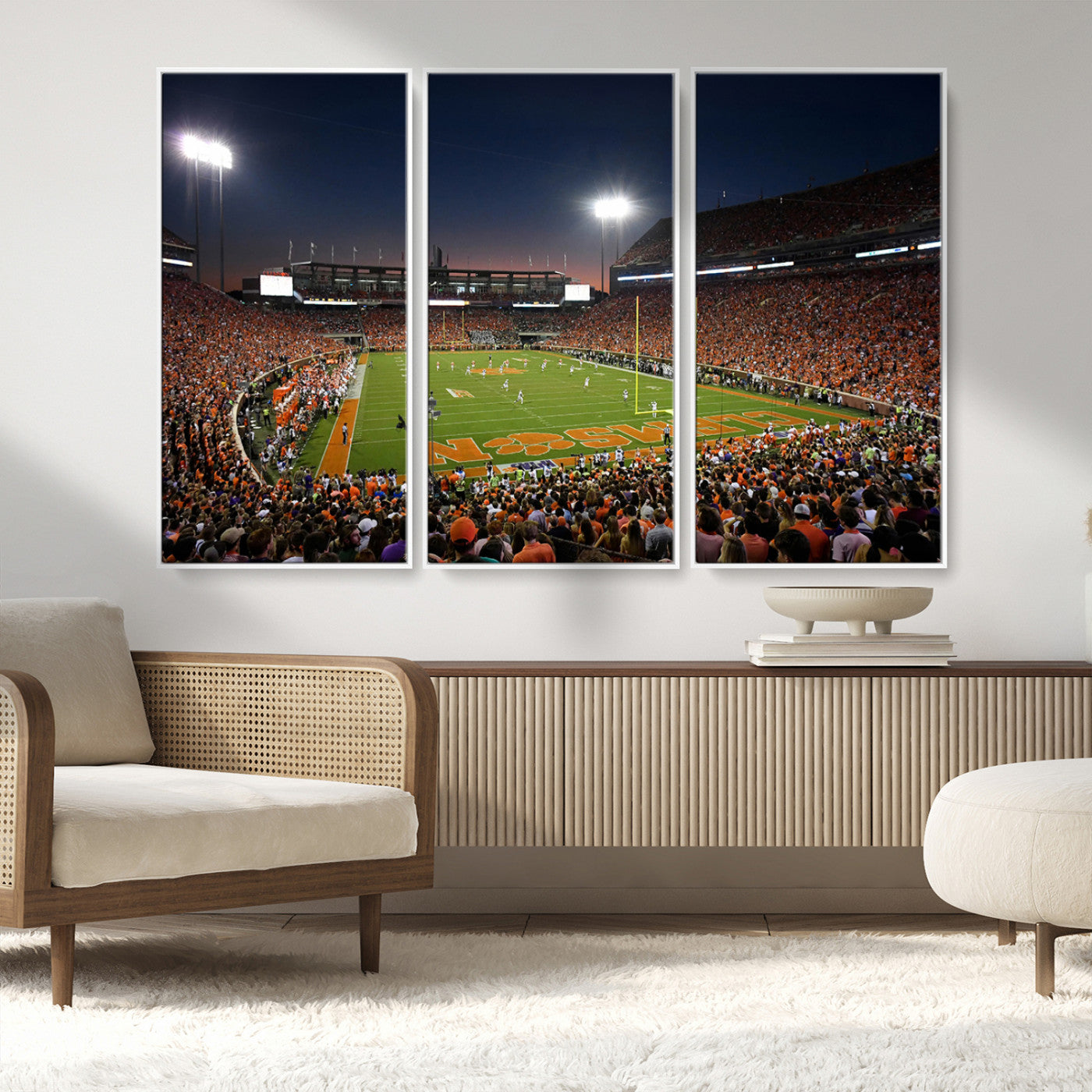 MGV-FC-48X32-3P - Clemson University Tigers Art Print, Football Team Print - Clemson Memorial Stadium Wall Art Canvas