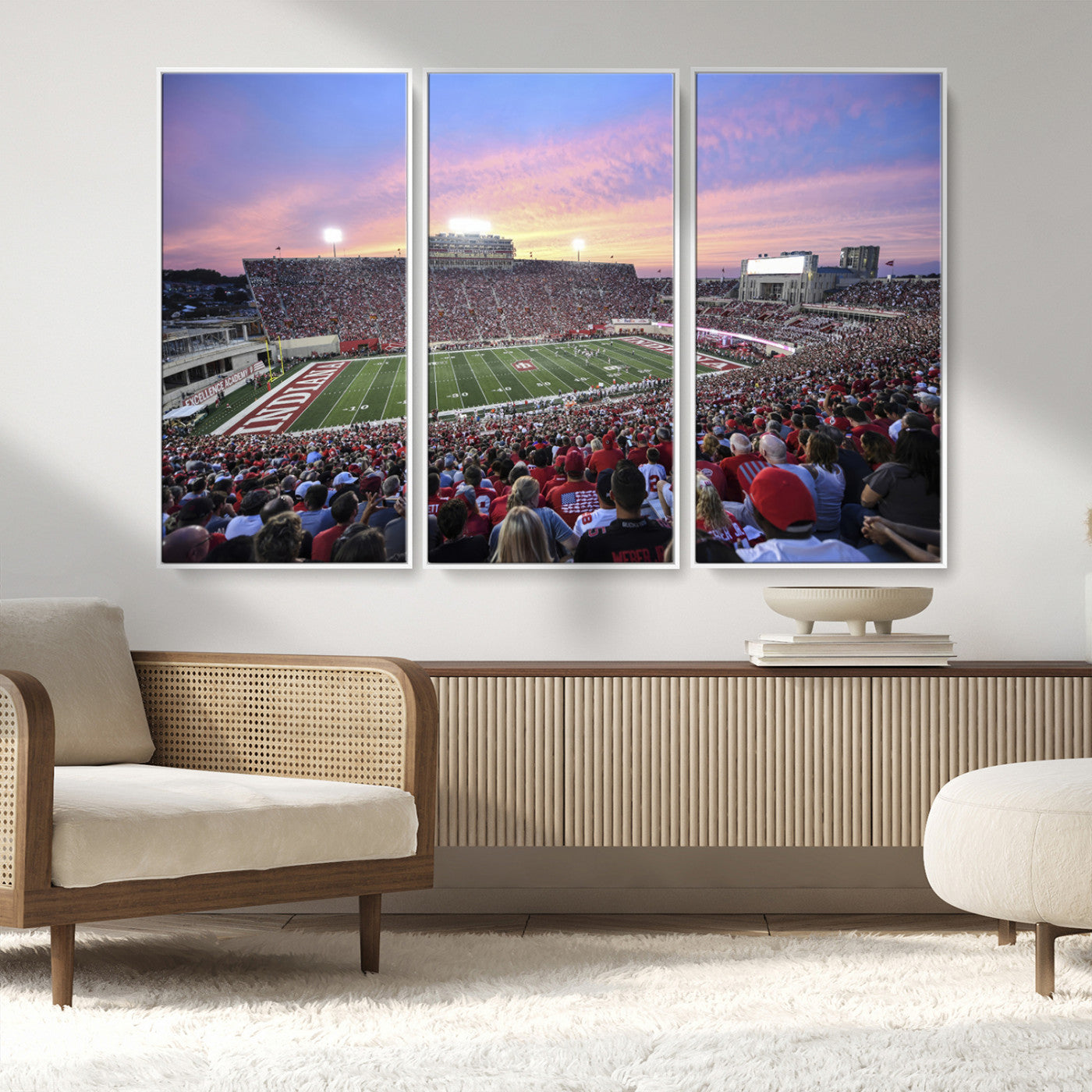 MGV-FC-48X32-3P - Indiana University Hoosiers Football Team Print - Bloomington Memorial Stadium Wall Art Canvas Print