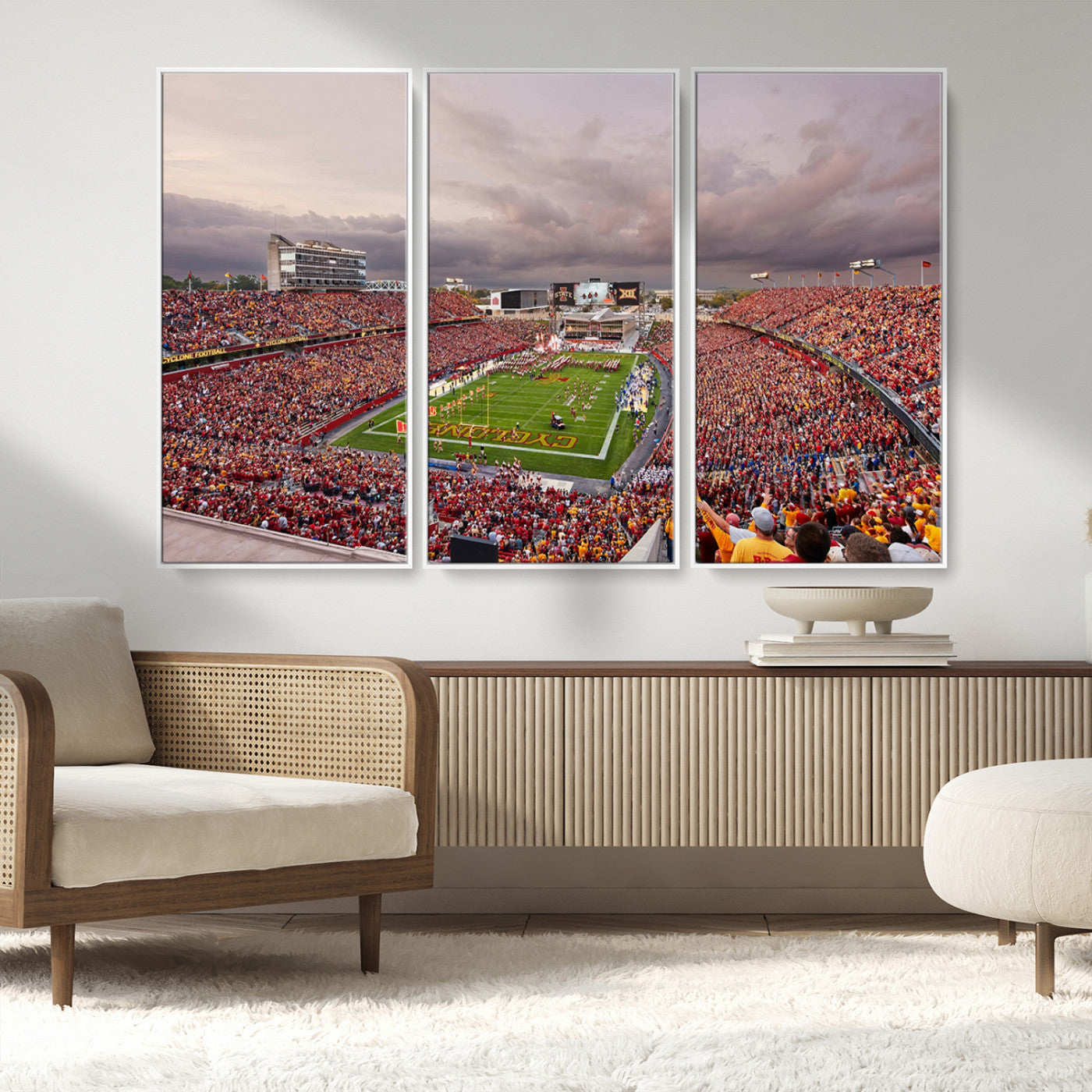 MGV-FC-48X32-3P - Iowa State University Cyclones Football Team Print - Ames Jack Trice Stadium Wall Art Canvas Print