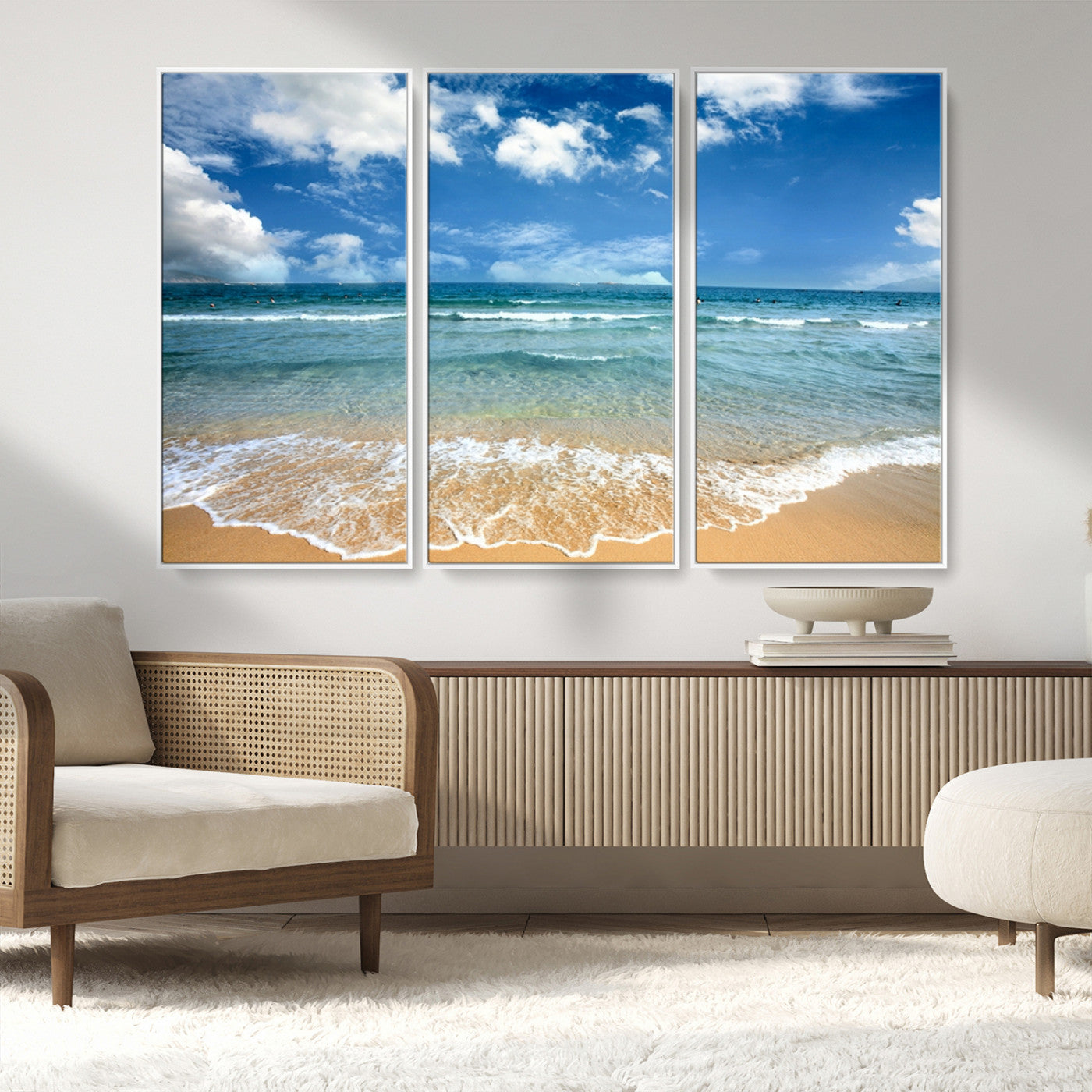 MGV-FC-48X32-3P - Sea View From the Beach Canvas Print