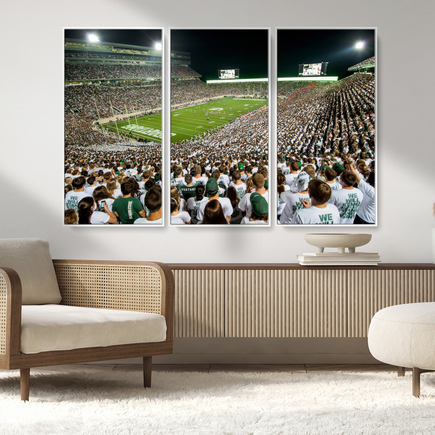 MGV-FC-48X32-3P - Michigan State Spartans Football Canvas Print - East Lansing Spartan Stadium Wall Art Canvas Print