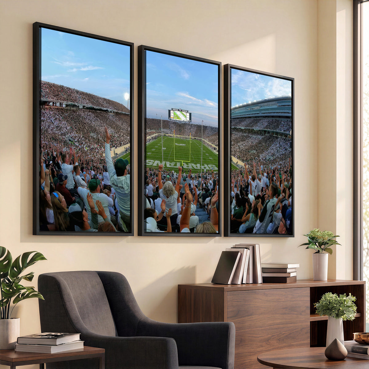 73105-PAN-FL-20X10 - Michigan State Spartans Football Team Art Print - East Lansing Spartan Stadium Wall Art Canvas Print