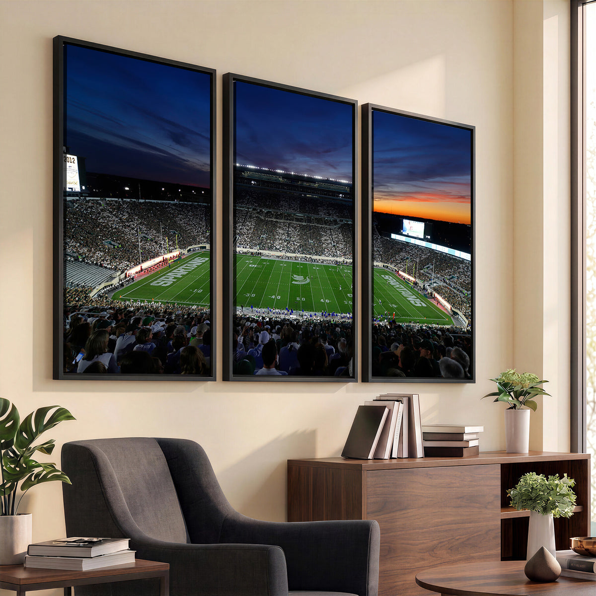 49074-PAN-FL-20X10 - Michigan State Spartans Football Team Print - East Lansing Spartan Stadium Canvas Print