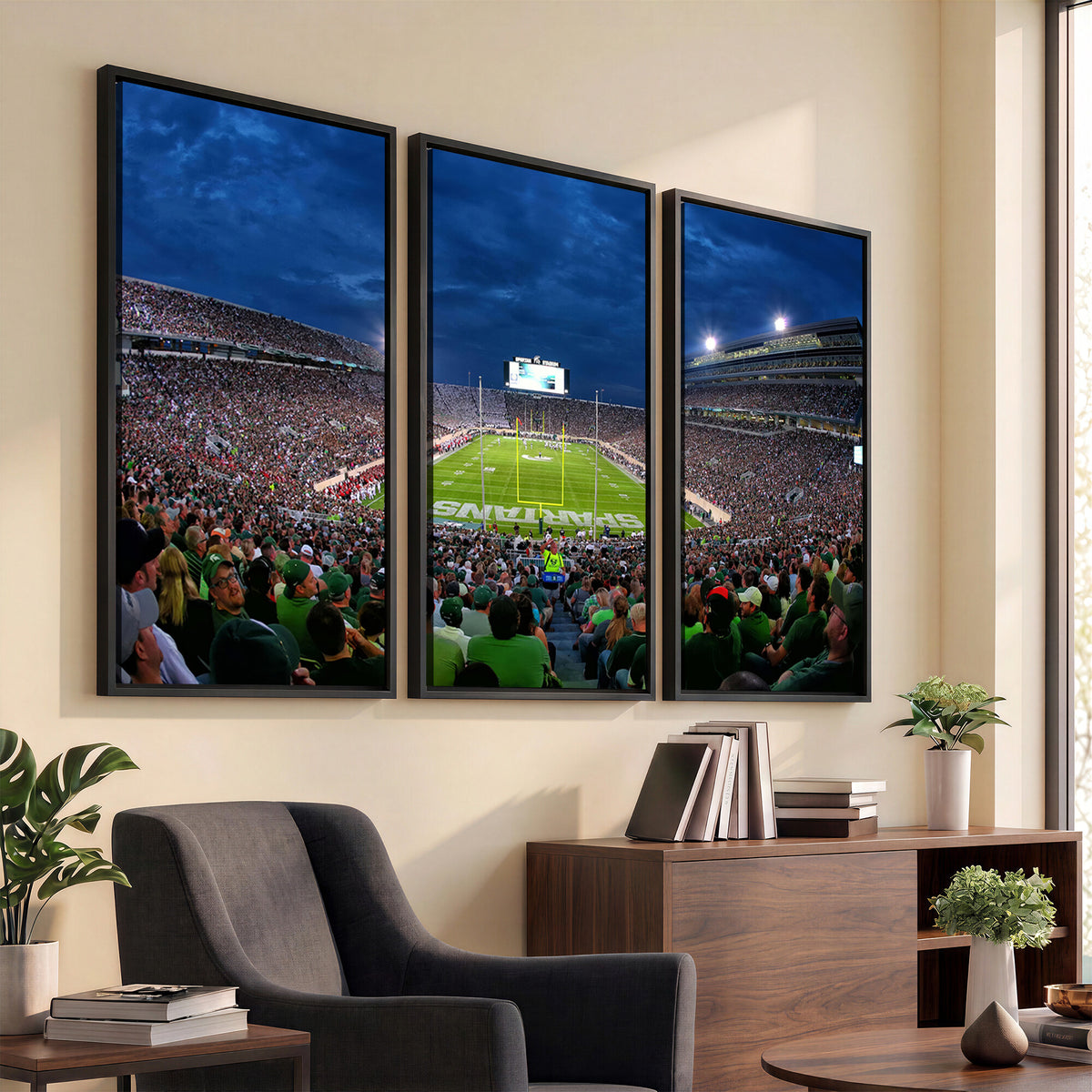 35248-PAN-FL-20X10 - Michigan State Spartans Football Team Print - East Lansing Spartan Stadium Wall Art Canvas Print
