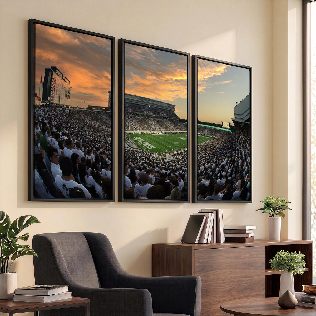 99155-PAN-FL-20X10 - Michigan State Spartans Football Team Print - East Lansing Spartan Stadium Wall Art Canvas Print