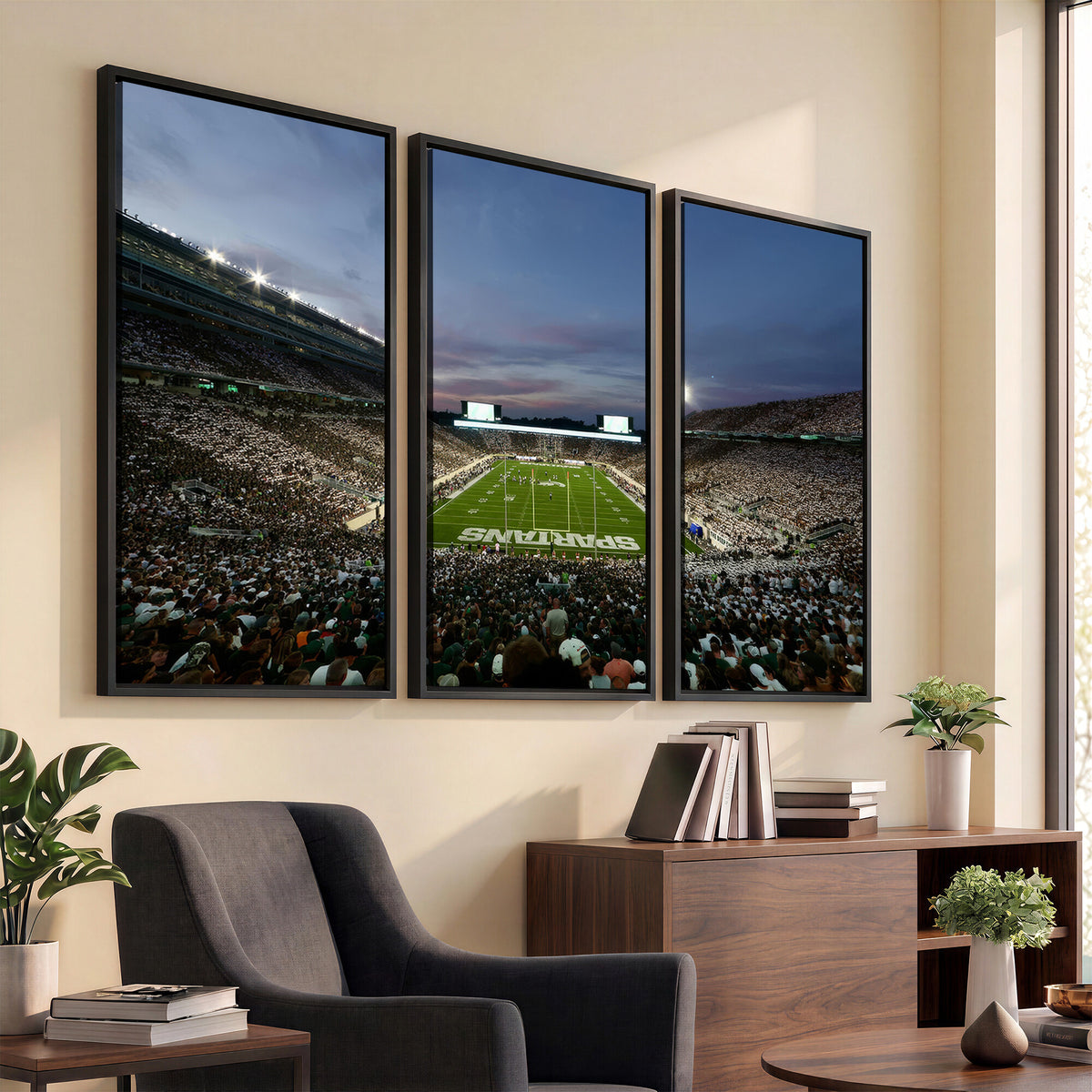 90831-PAN-FL-20X10 - Michigan State Spartans Football Team Print - East Lansing Spartan Stadium Canvas Print