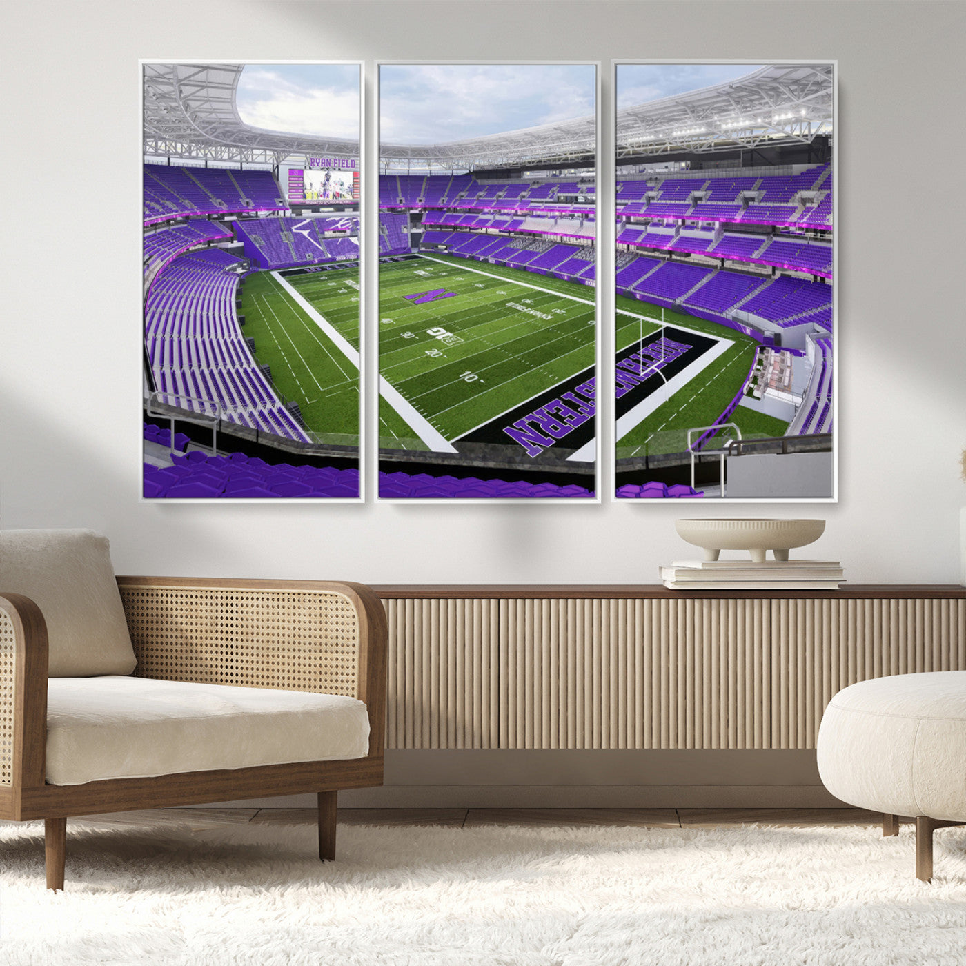 MGV-FC-48X32-3P - Northwestern University Wildcats Football Team Print - Evanston Ryan Field Wall Art Canvas Print