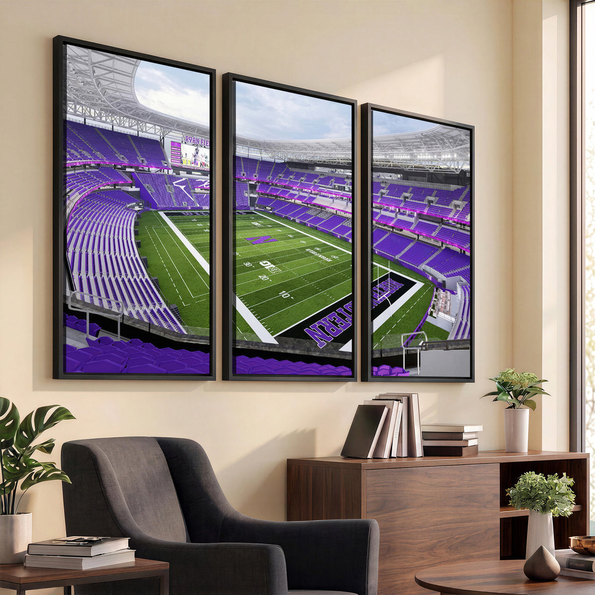 49190-MGV-CV-36X24 - Northwestern University Wildcats Football Team Print - Evanston Ryan Field Wall Art Canvas Print
