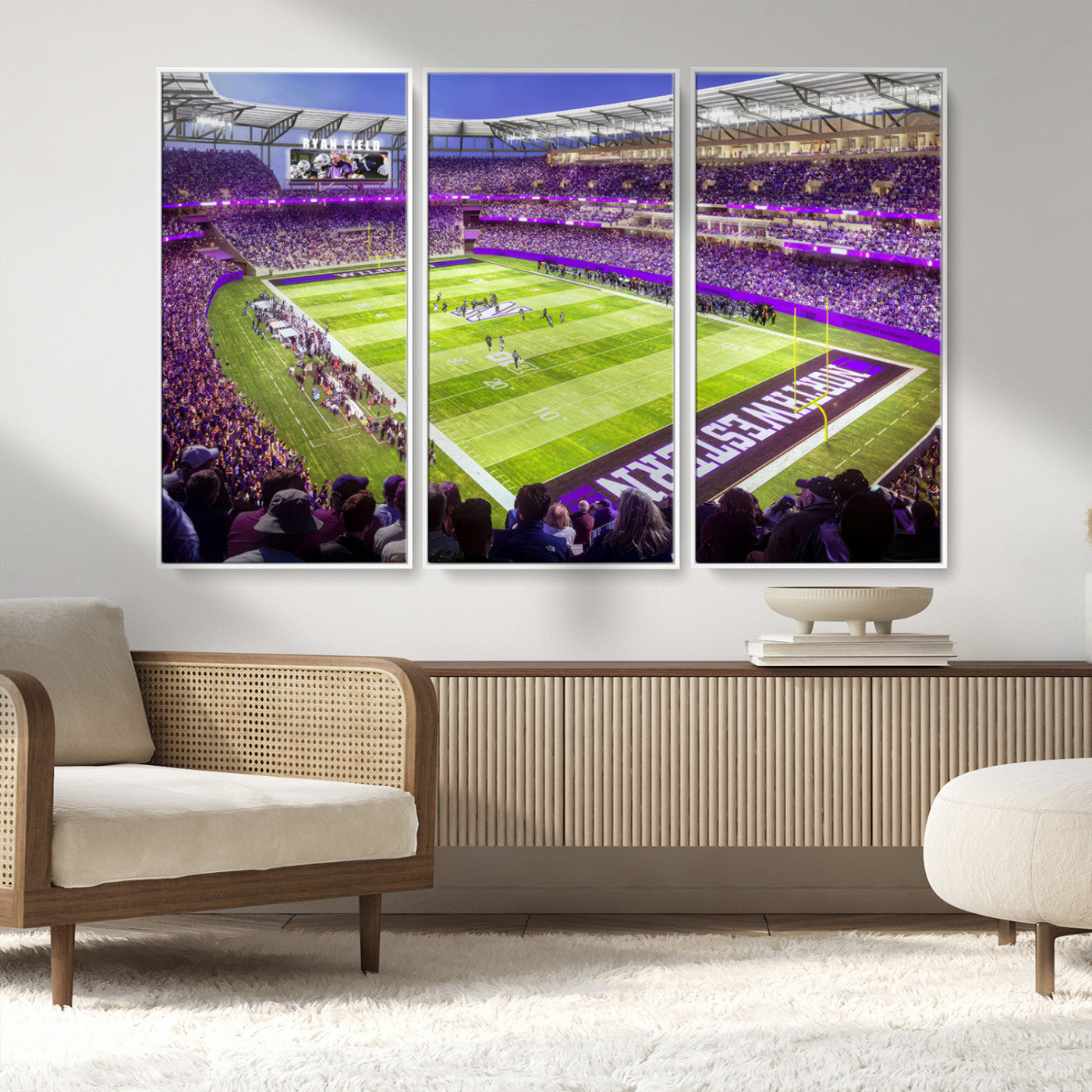 MGV-FC-48X32-3P - Northwestern University Wildcats Football Team Print - Evanston Ryan Field Wall Art Canvas Print