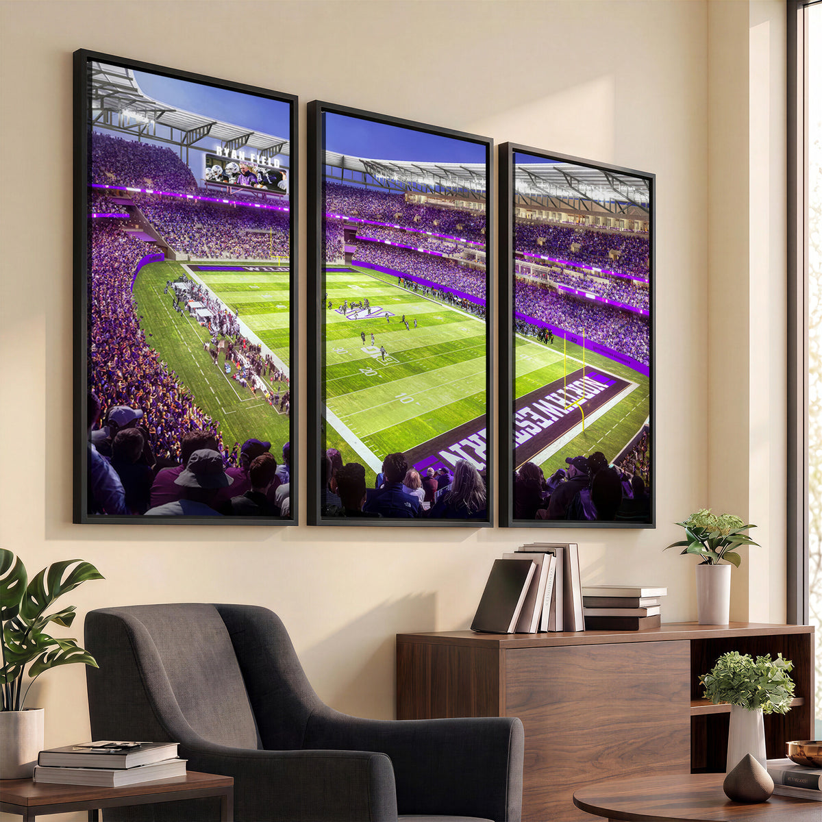 81245-MGV-CV-36X24 - Northwestern University Wildcats Football Team Print - Evanston Ryan Field Wall Art Canvas Print