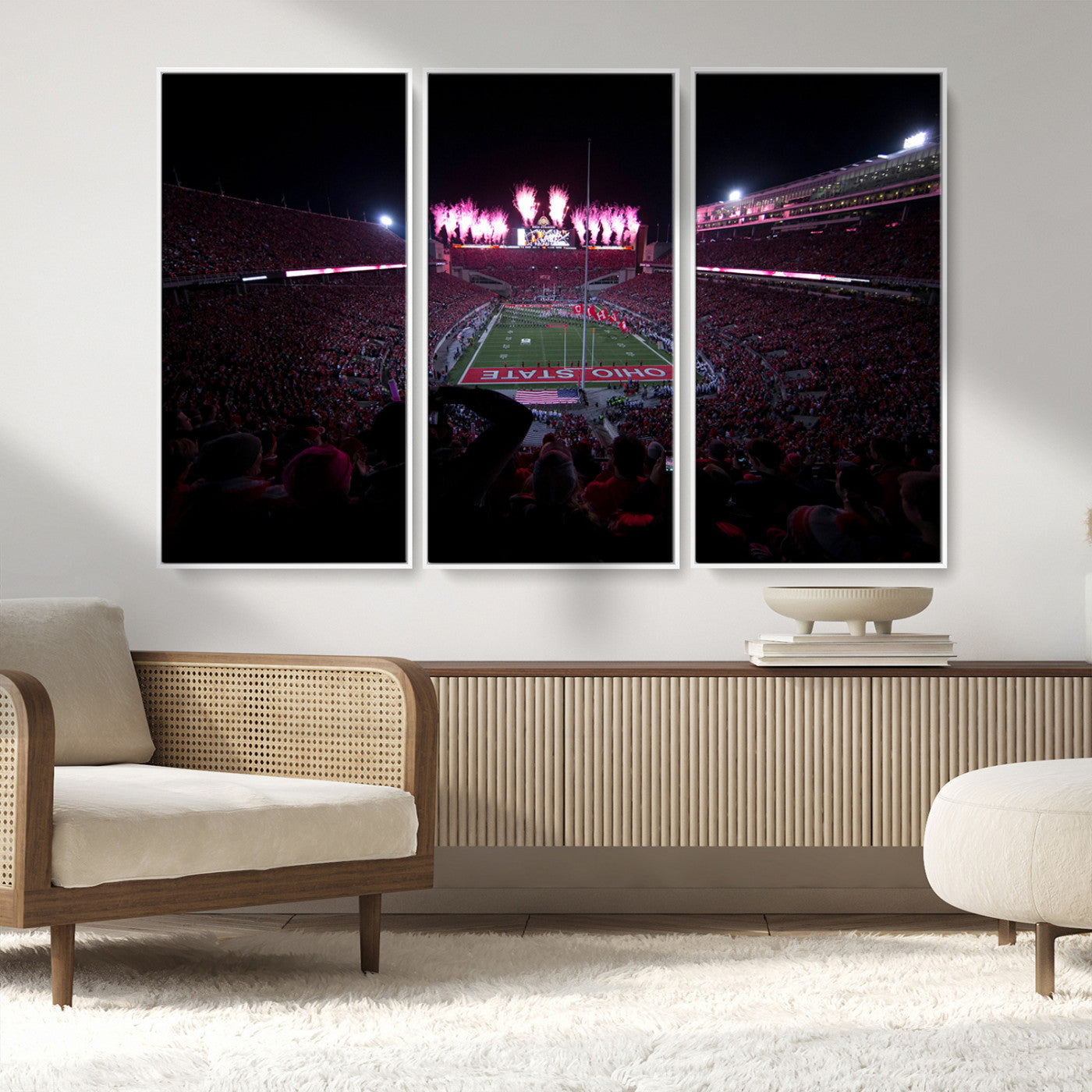 MGV-FC-48X32-3P - Ohio State University Buckeyes Football Team Print - Columbus Ohio Stadium Wall Art Canvas Print