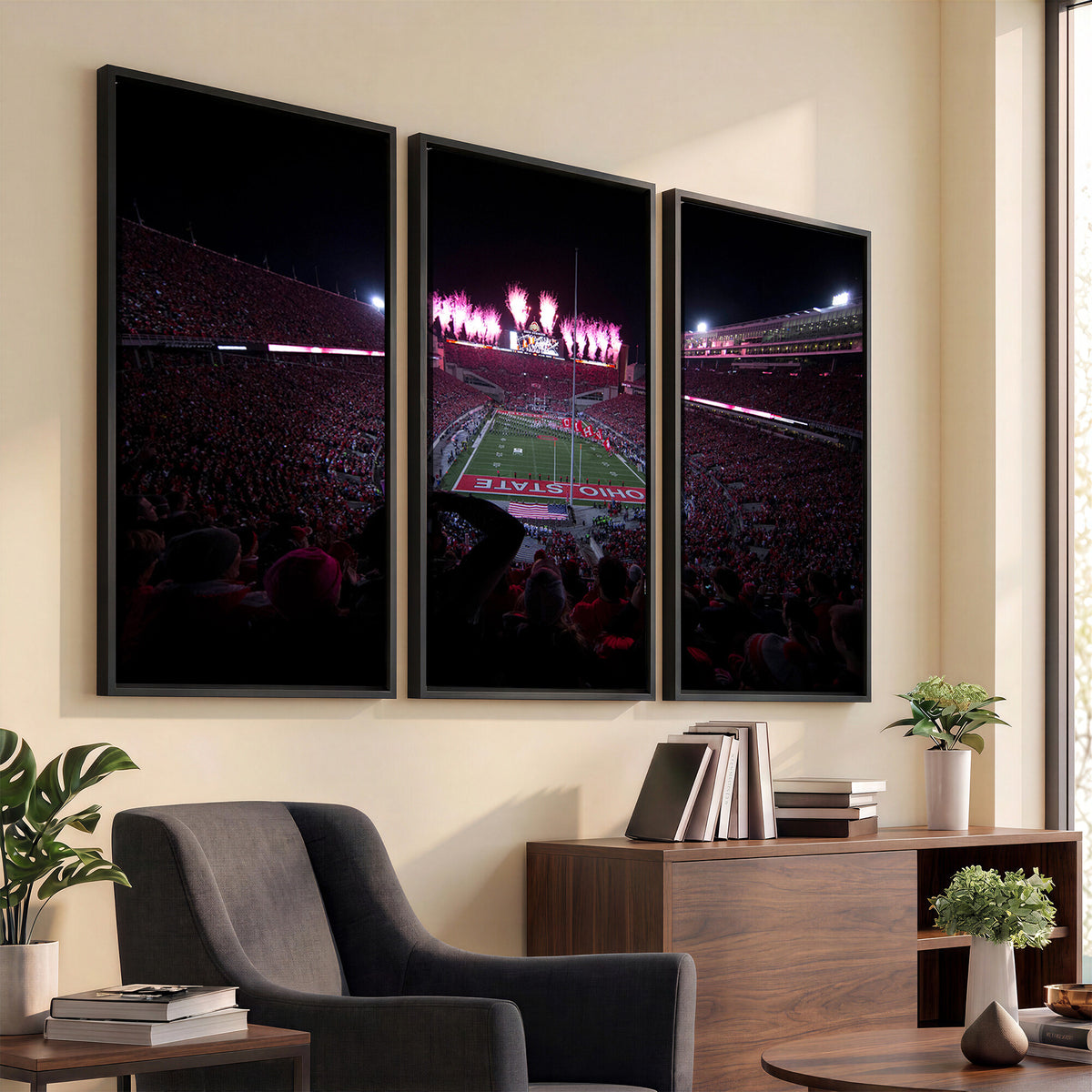 20483-PAN-FL-20X10 - Ohio State University Buckeyes Football Team Print - Columbus Ohio Stadium Wall Art Canvas Print