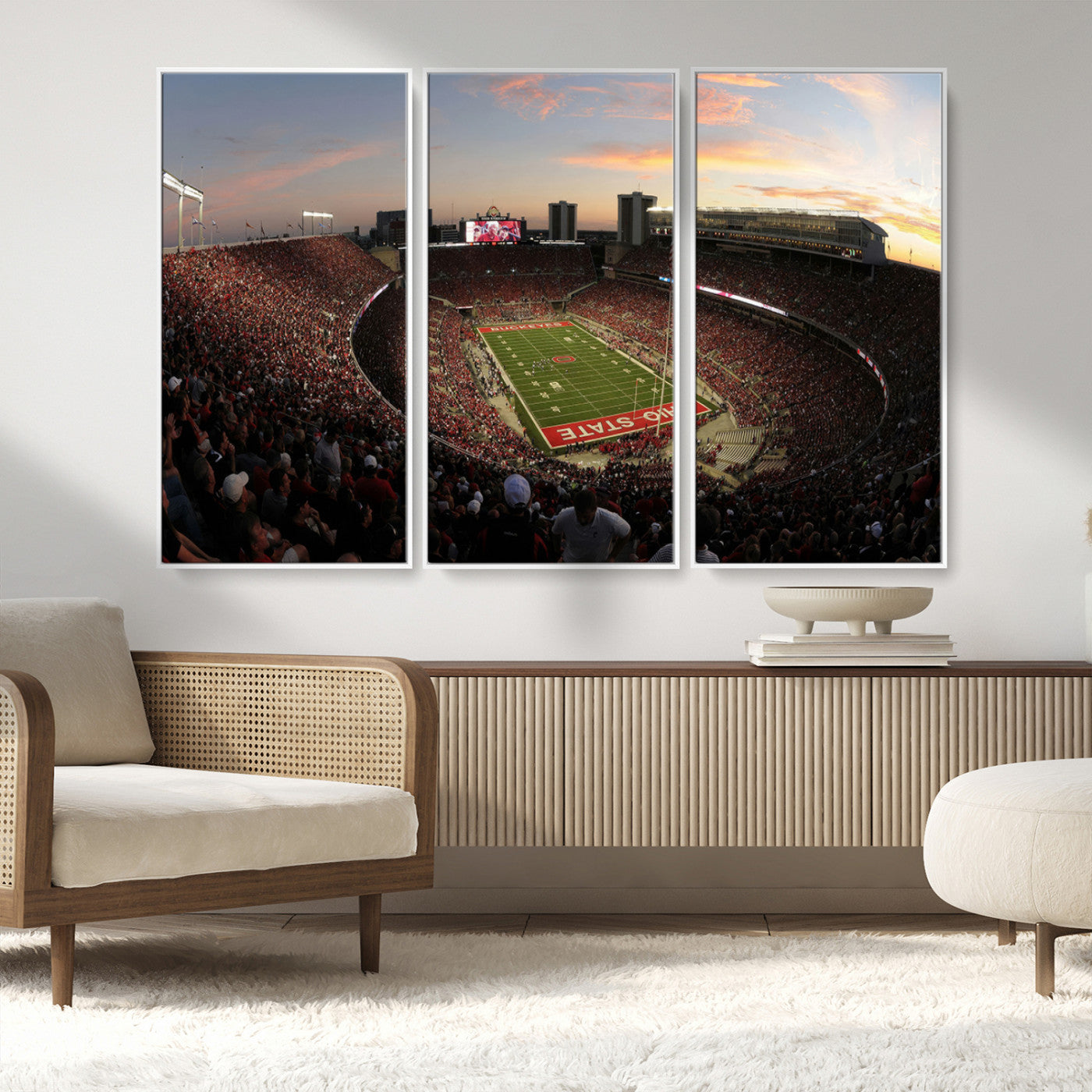 MGV-FC-48X32-3P - Ohio State University Buckeyes Football Team Print - Columbus Ohio Stadium Wall Art Canvas Print
