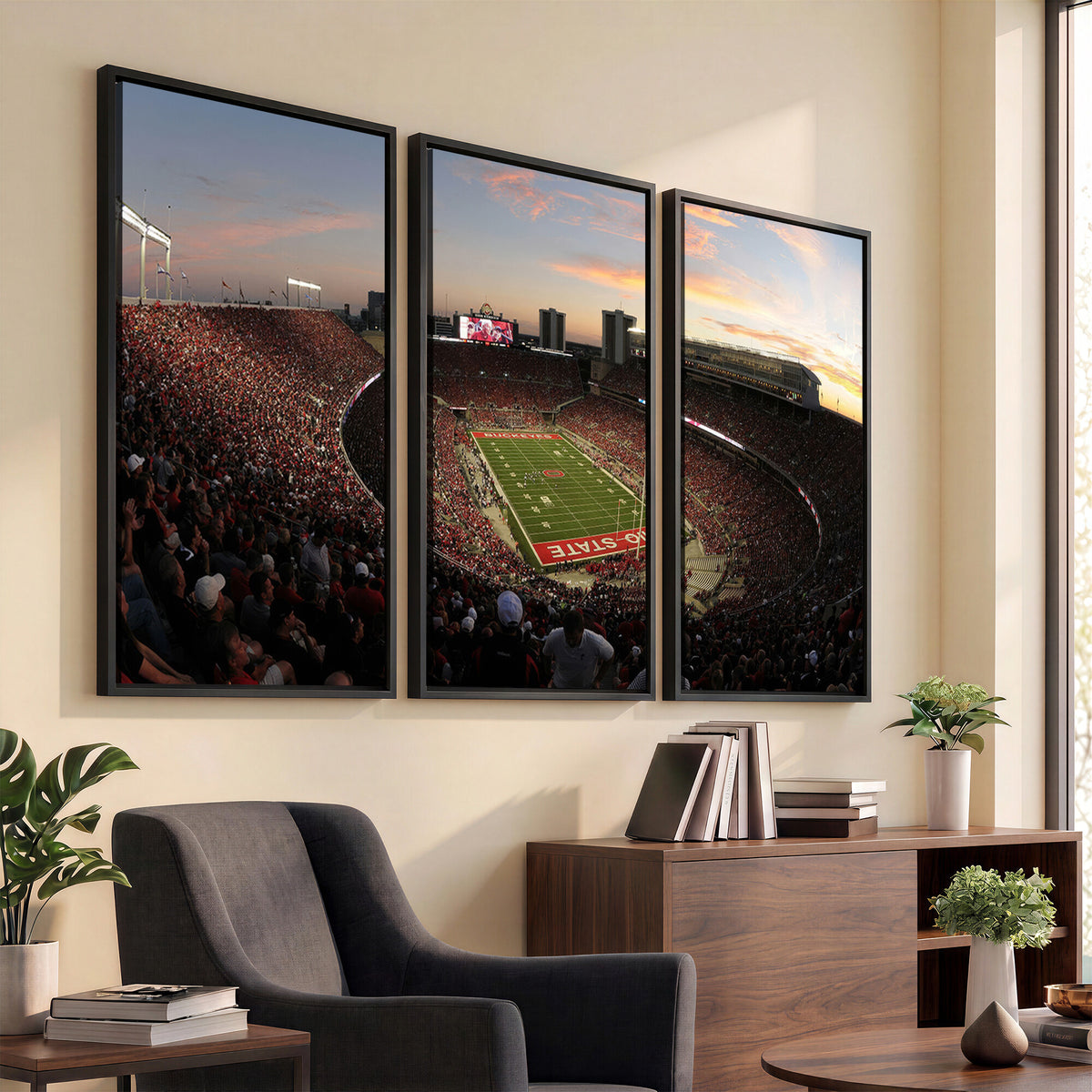 28825-PAN-FL-20X10 - Ohio State University Buckeyes Football Team Print - Columbus Ohio Stadium Wall Art Canvas Print