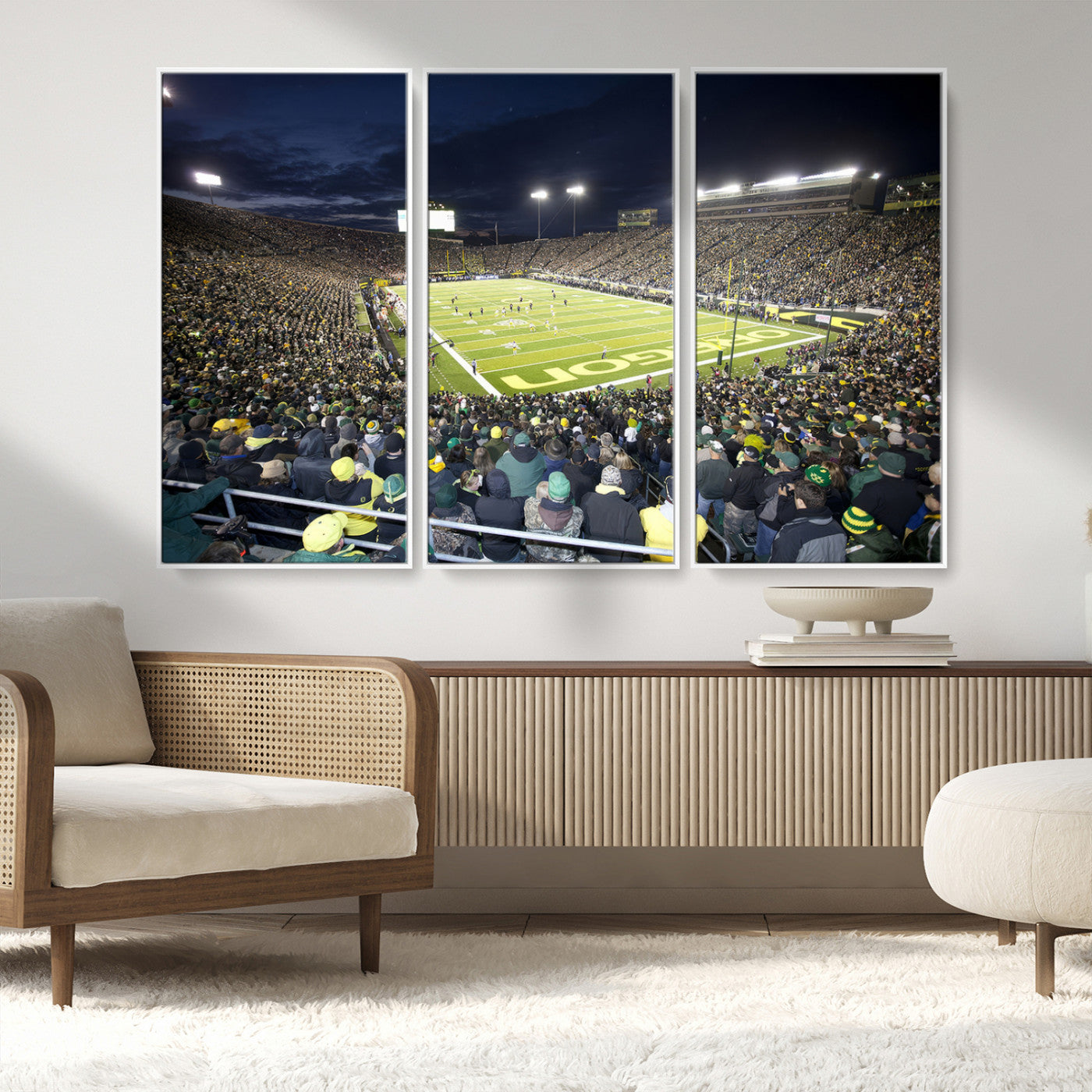 MGV-FC-48X32-3P - University of Oregon Ducks Football Team Print - Eugene Autzen Stadium Wall Art Canvas Print