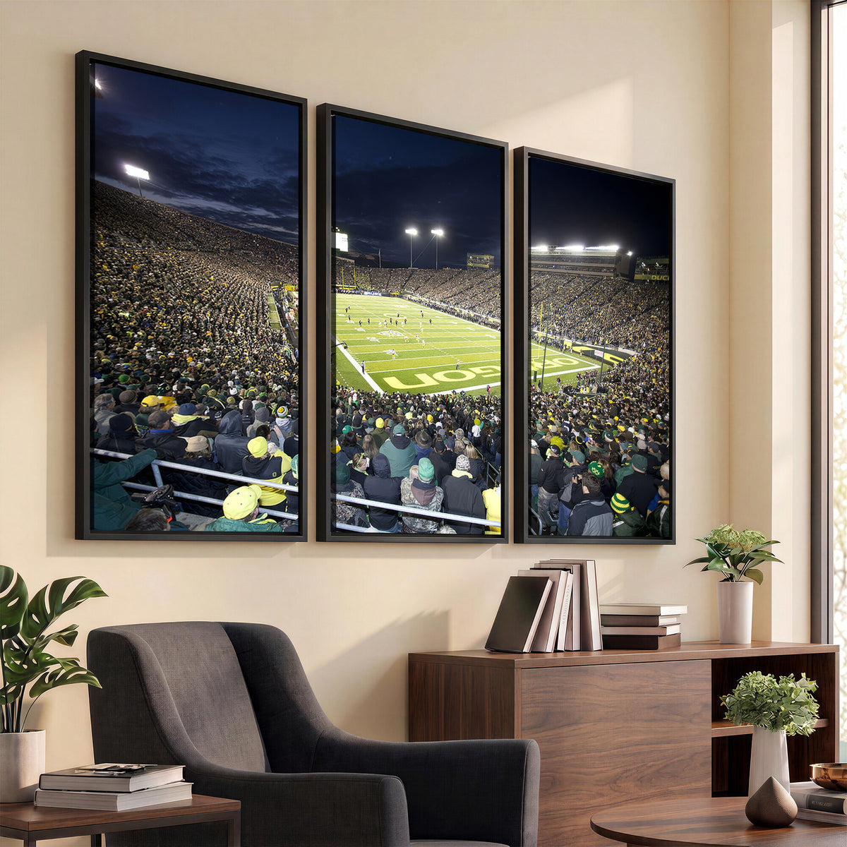 48756-PAN-FL-20X10 - University of Oregon Ducks Football Team Print - Eugene Autzen Stadium Wall Art Canvas Print