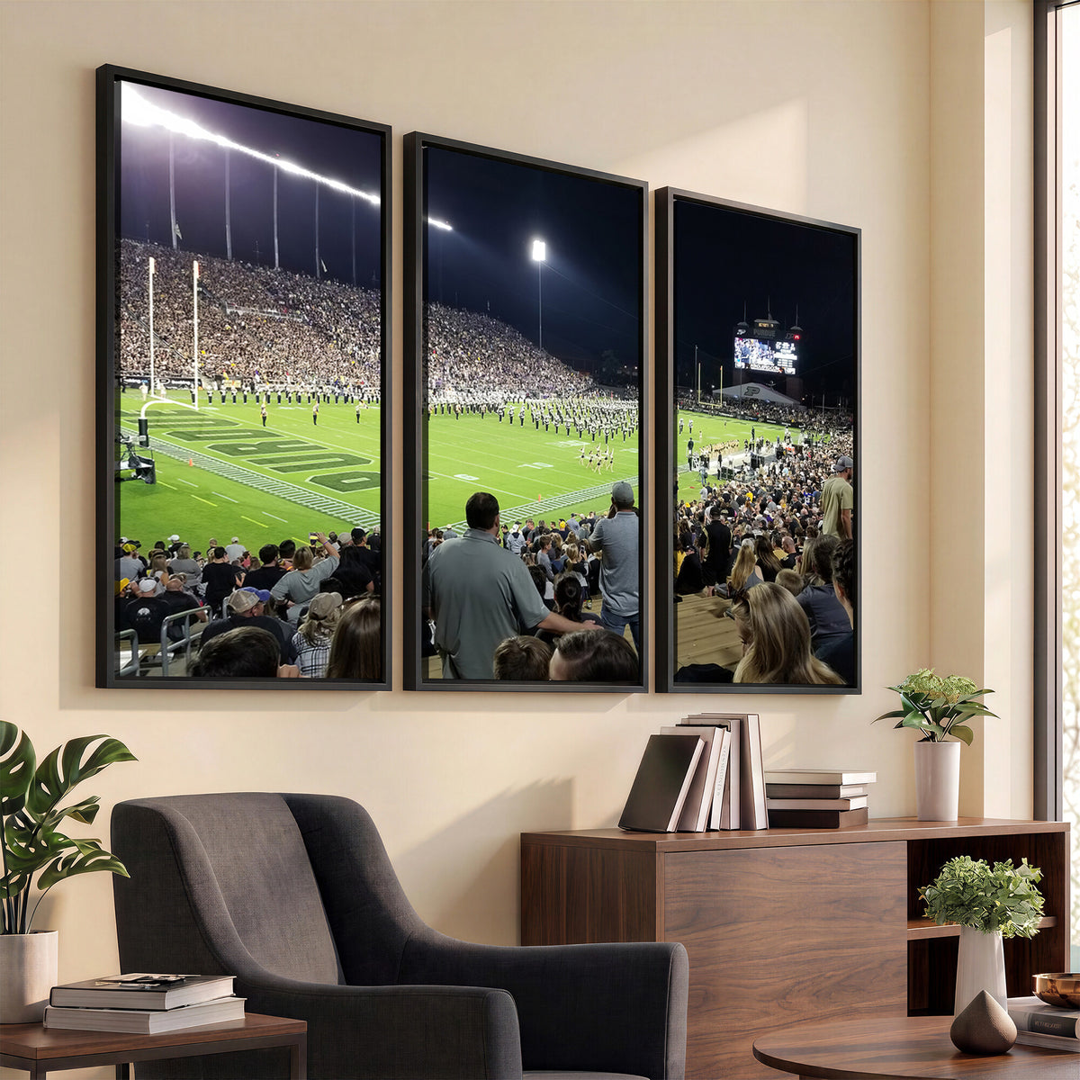 56796-PAN-FL-20X10 - Purdue University Boilermakers Football Team Print - West Lafayette Ross-Ade Stadium Wall Art Canvas