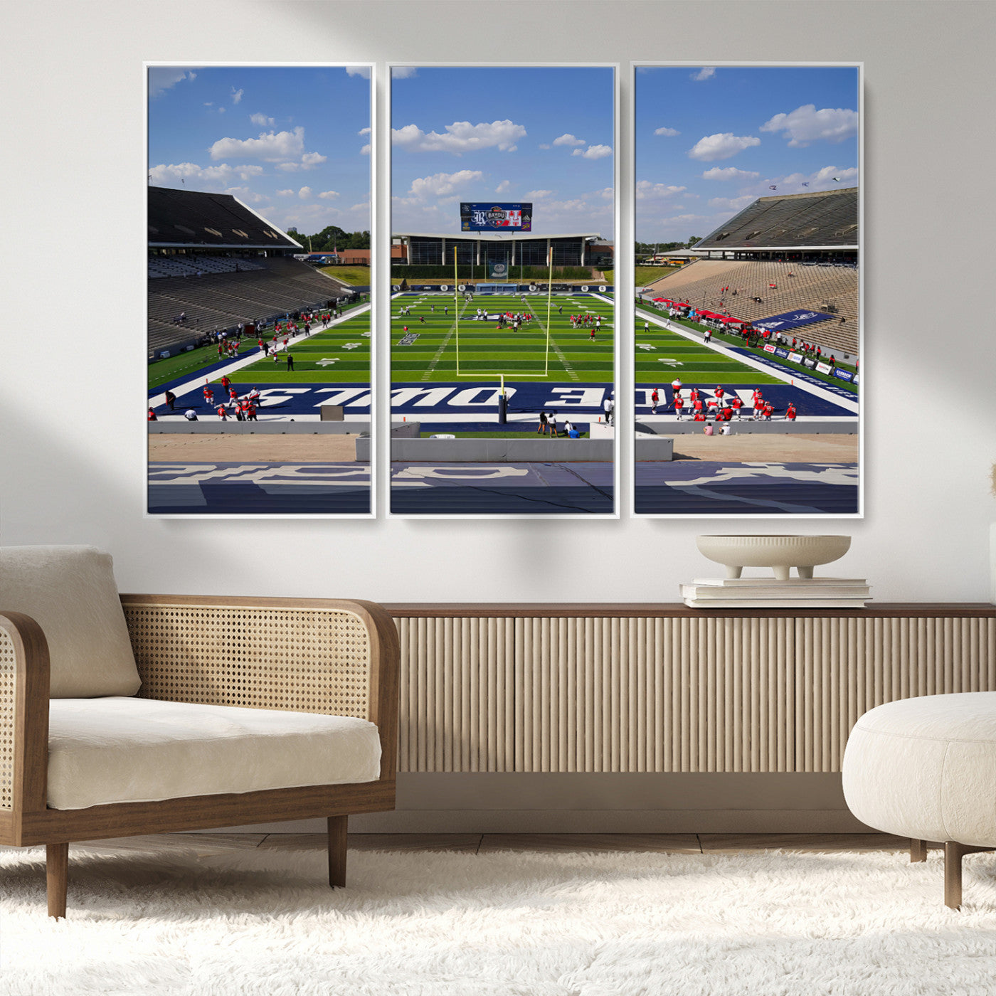 MGV-FC-48X32-3P - Rice University Owls Football Team Print - Houston Rice Stadium Wall Art Canvas Print