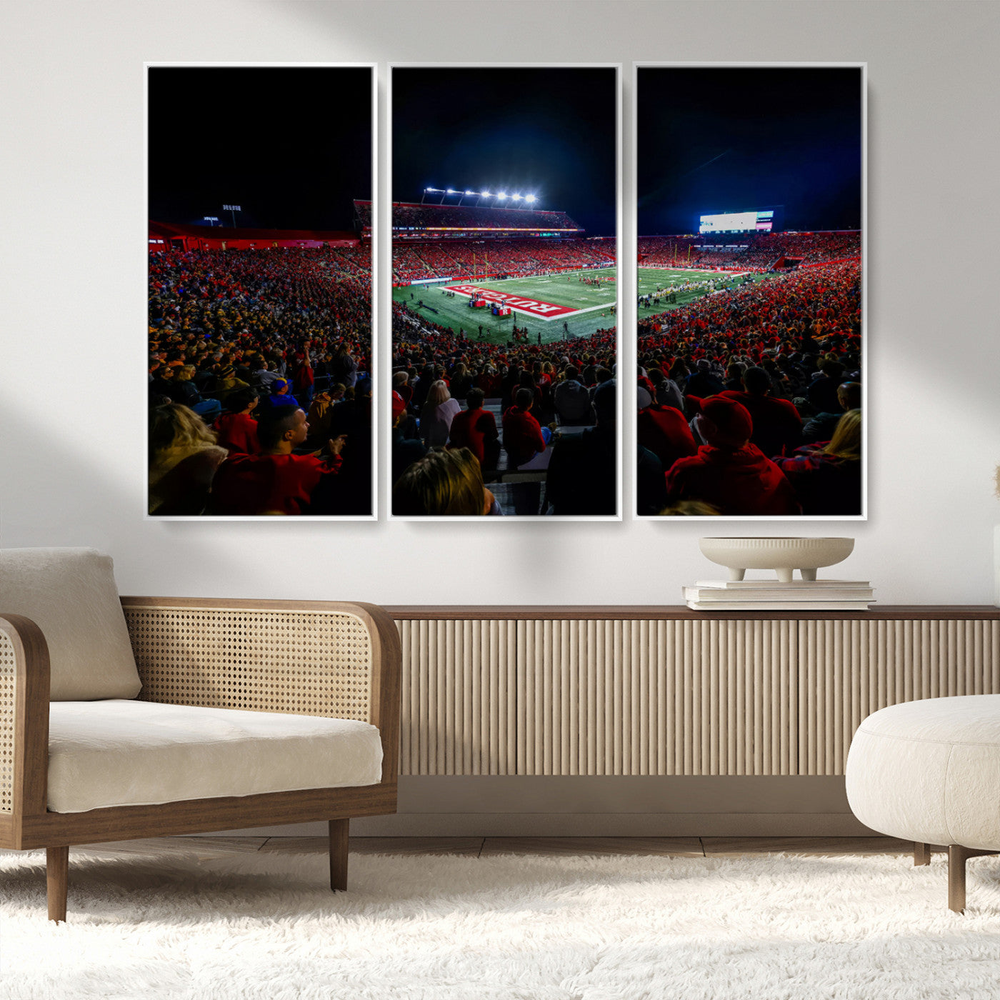 MGV-FC-48X32-3P - Rutgers Scarlet Knights Football Team Print - SHI Stadium, Piscataway Wall Art Canvas Print