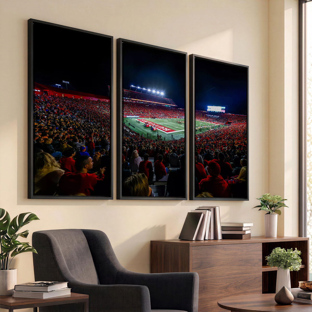 18115-PAN-FL-20X10 - Rutgers Scarlet Knights Football Team Print - SHI Stadium, Piscataway Wall Art Canvas Print