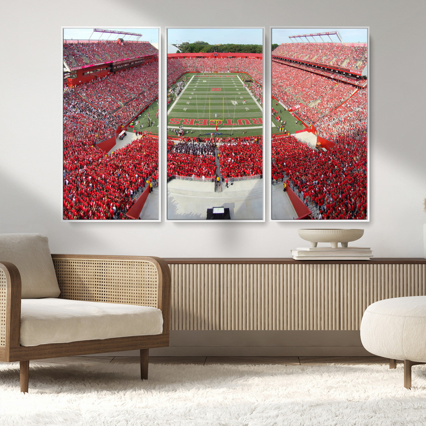 MGV-FC-48X32-3P - Rutgers Scarlet Knights Football Team Print - Piscataway SHI Stadium Wall Art Canvas Print