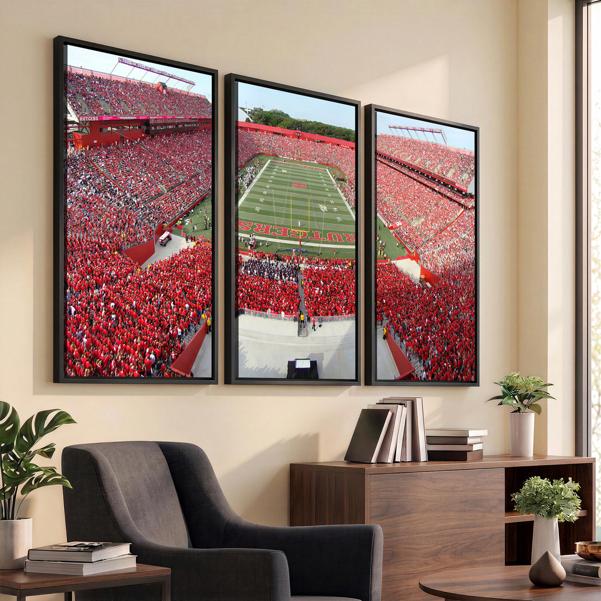 90818-PAN-FL-20X10 - Rutgers Scarlet Knights Football Team Print - Piscataway SHI Stadium Wall Art Canvas Print