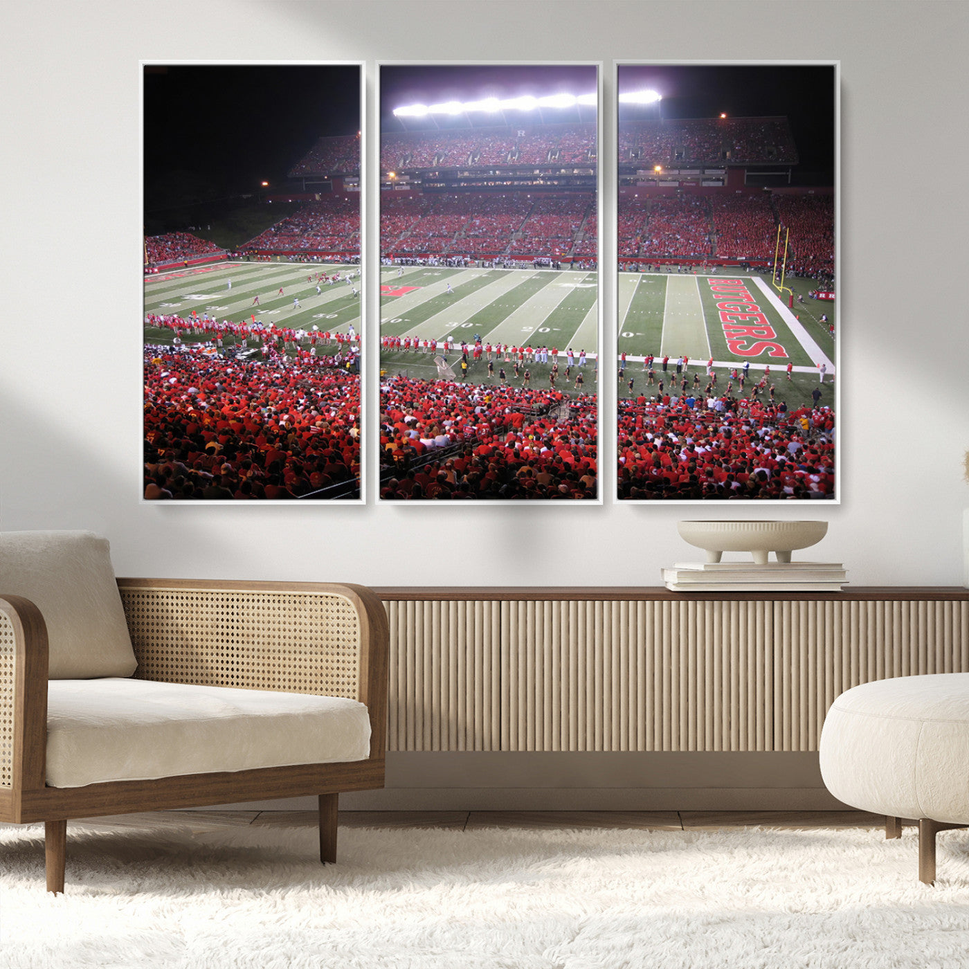 MGV-FC-48X32-3P - Rutgers University Scarlet Knights Football Team Print - Piscataway SHI Stadium Wall Art Canvas