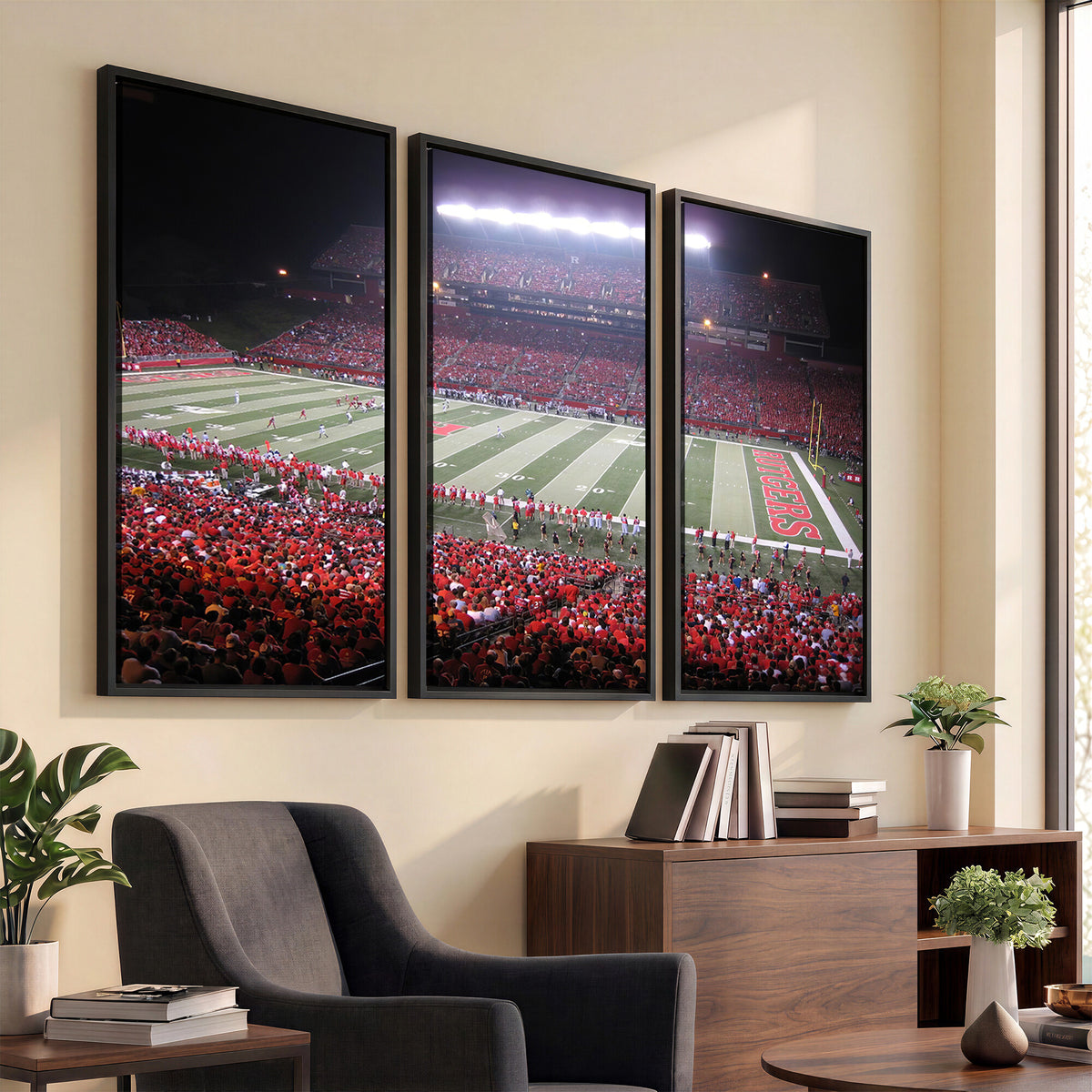 53225-PAN-FL-20X10 - Rutgers University Scarlet Knights Football Team Print - Piscataway SHI Stadium Wall Art Canvas