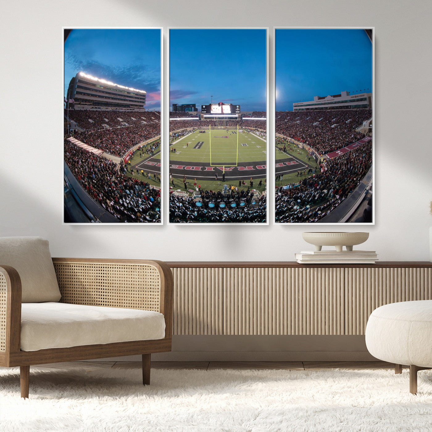 MGV-FC-48X32-3P - Texas Tech Red Raiders Canvas, Framed Football Team Print - Lubbock Jones AT&T Stadium Wall Art