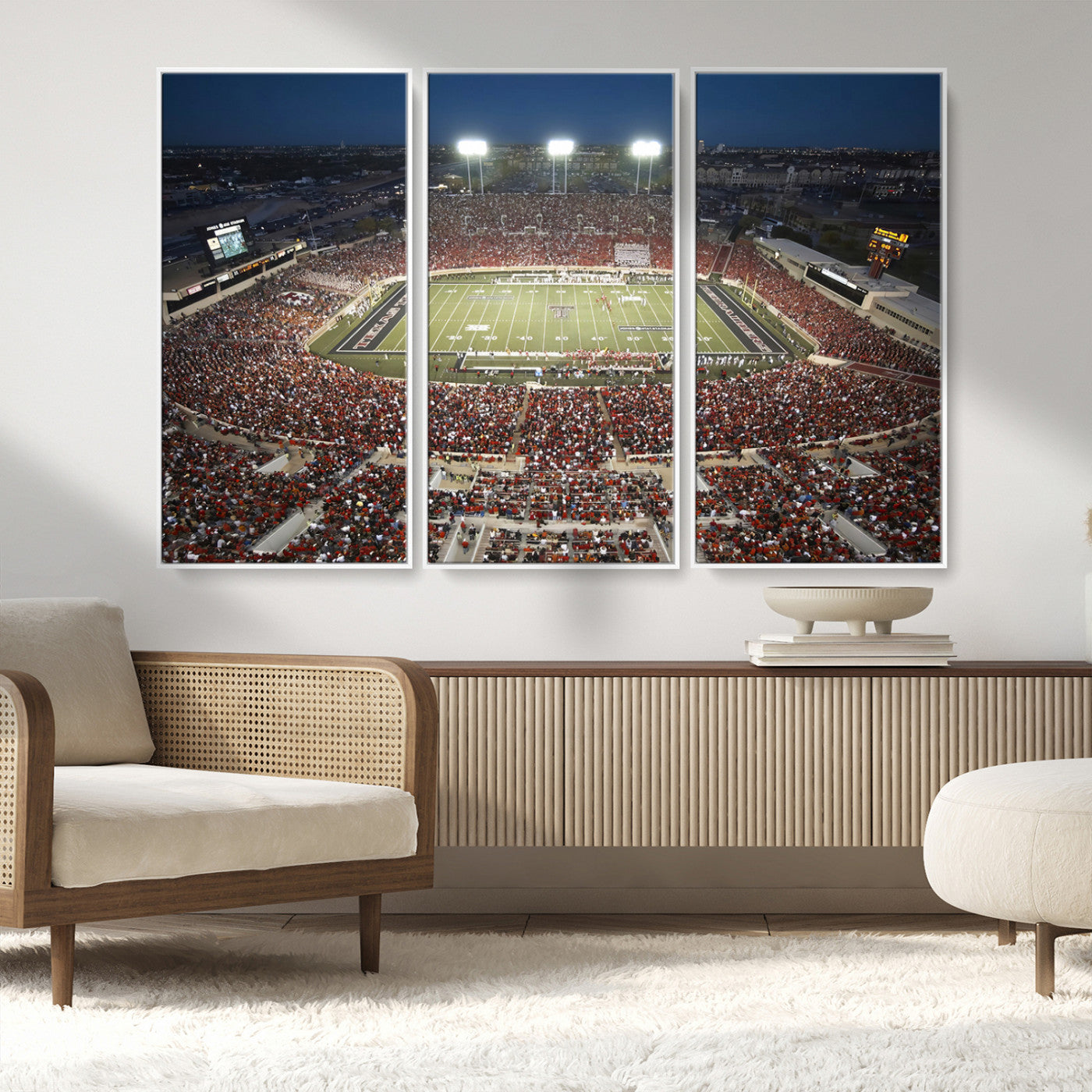 MGV-FC-48X32-3P - Texas Tech Red Raiders Football Team Print - Lubbock Jones AT&T Stadium Wall Art Canvas Print