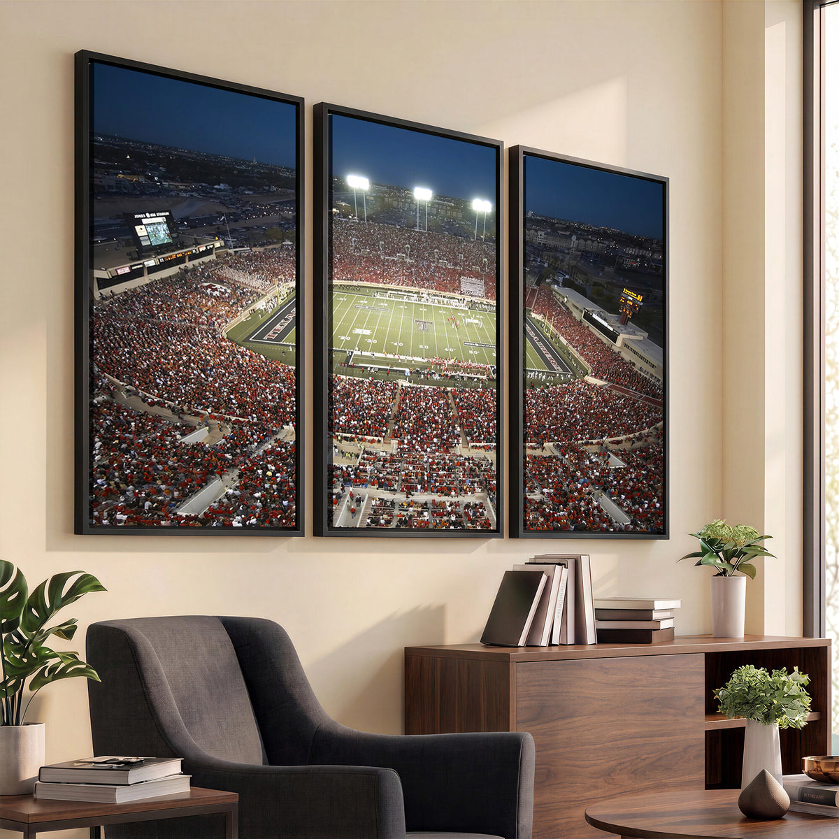 55763-MGV-CV-36X24 - Texas Tech Red Raiders Football Team Print, Lubbock Jones AT&T Stadium, Framed and Ready to Hang
