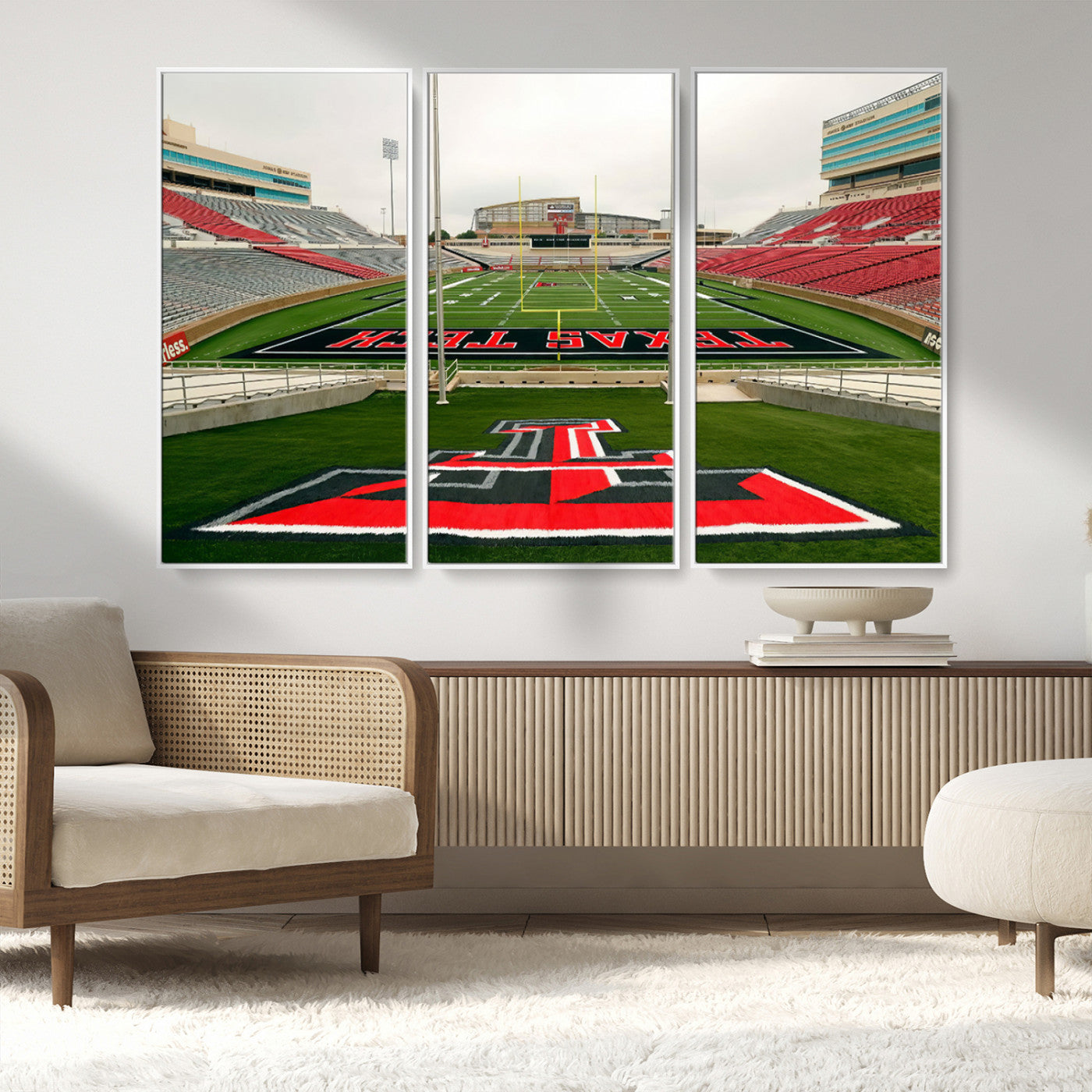 MGV-FC-48X32-3P - Texas Tech Red Raiders Football Team Print - Lubbock Jones AT&T Stadium Wall Art Canvas Print