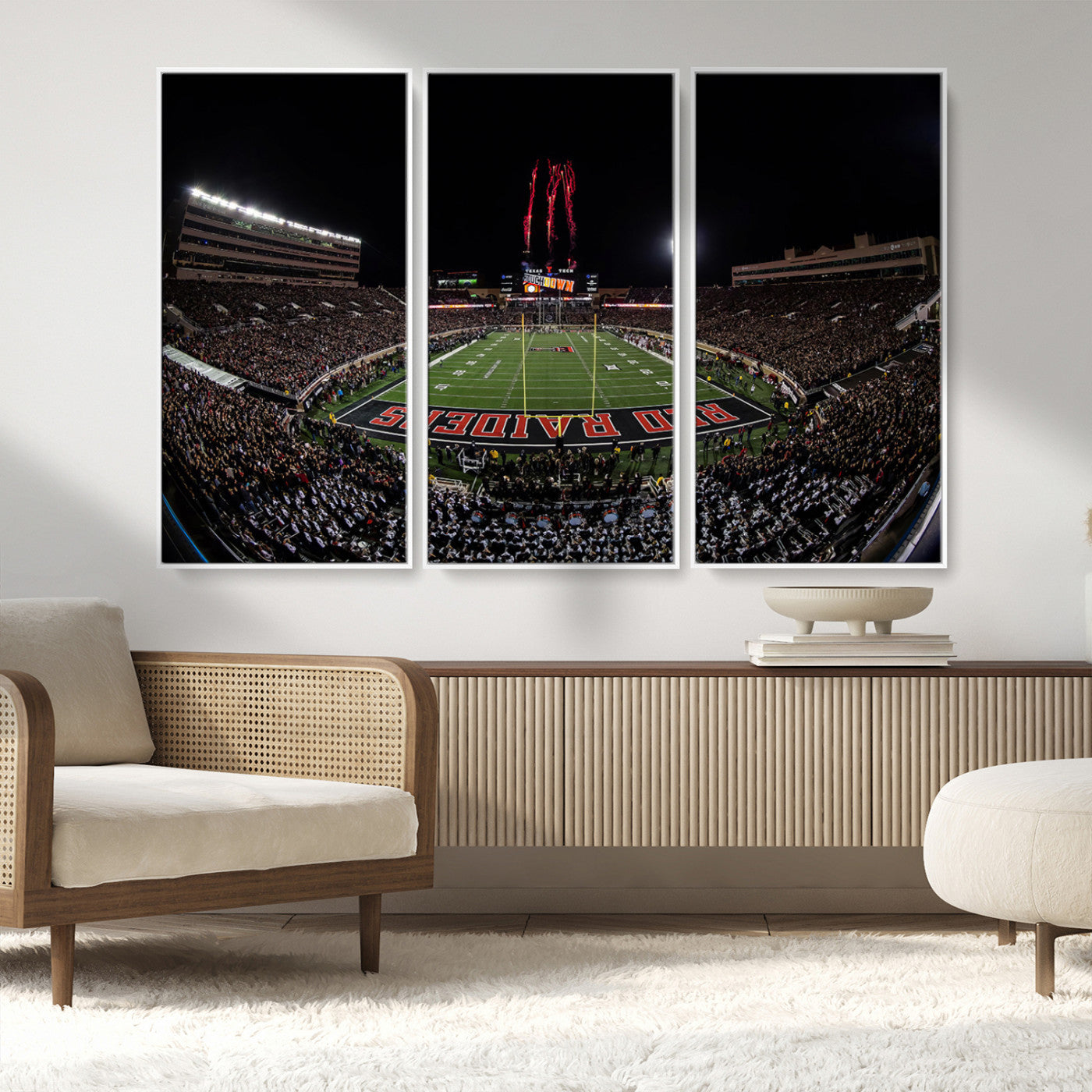 MGV-FC-48X32-3P - Framed Texas Tech Red Raiders Stadium Canvas, Texas Tech Red Raiders Football Team Print - Lubbock