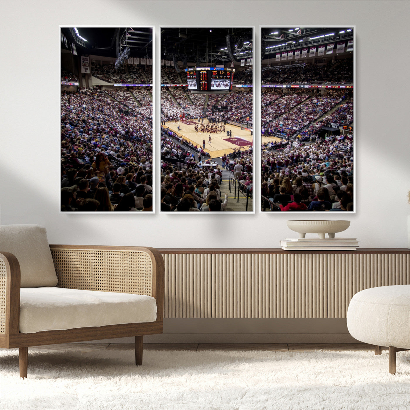 MGV-FC-48X32-3P - University of Nebraska Cornhuskers Basketball Team Print - Lincoln Red Arena Wall Art Canvas Print