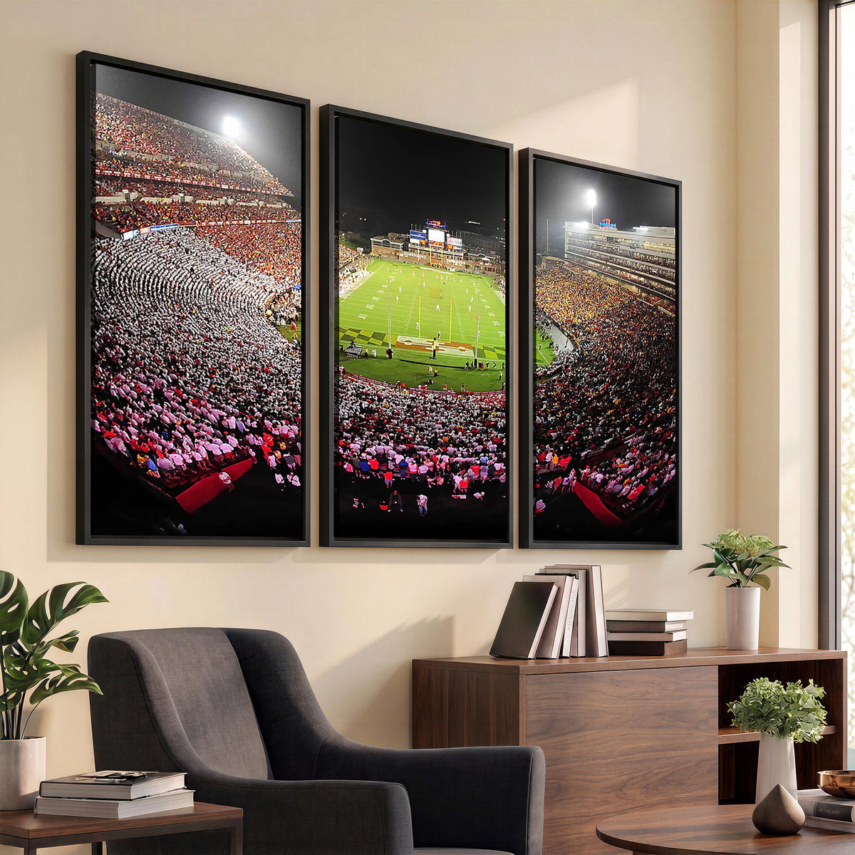 12091-PAN-FL-20X10 - University of Maryland Terrapins Football Team Print - College Park SECU Stadium Wall Art Canvas