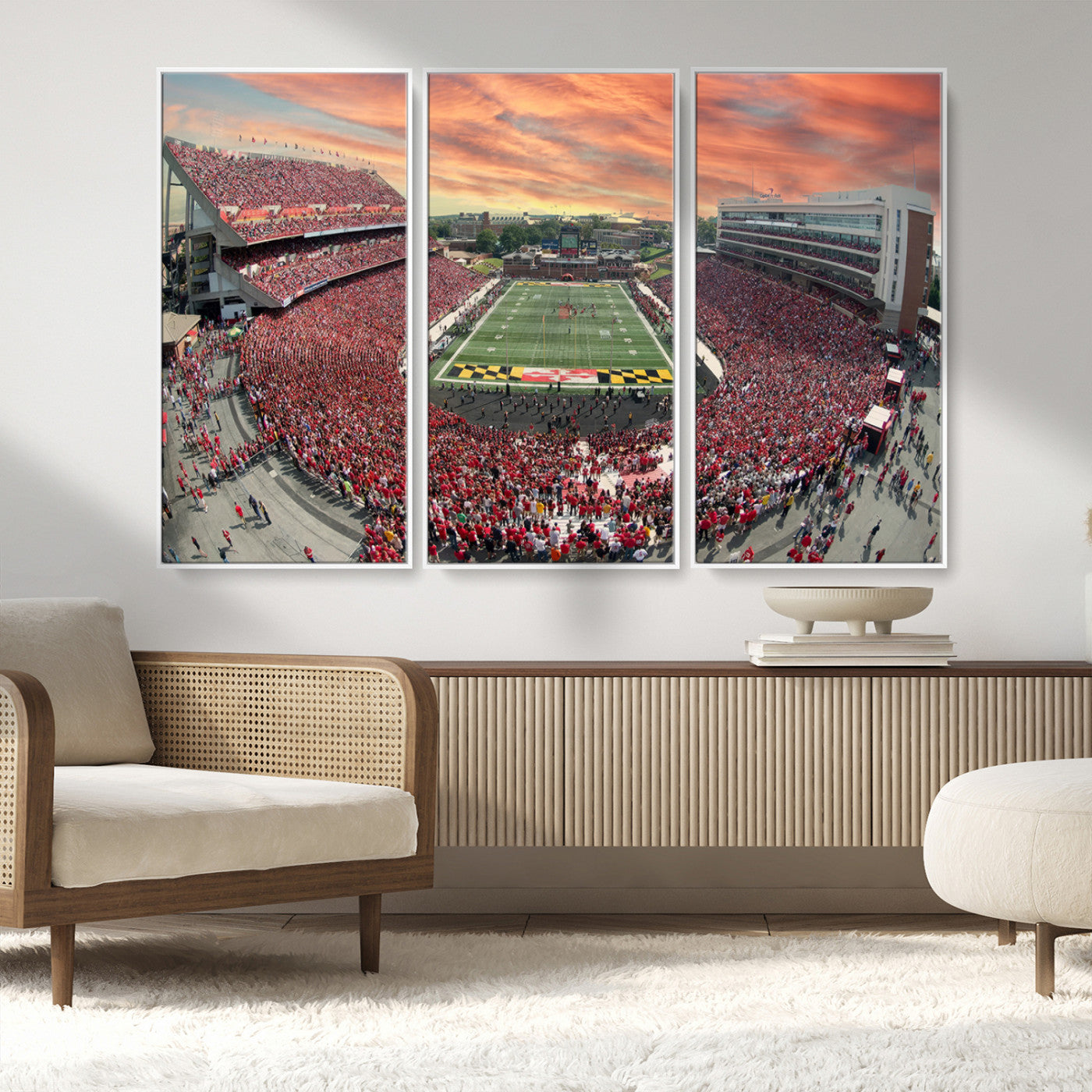 MGV-FC-48X32-3P - University of Maryland Terrapins Football Team Print - College Park SECU Stadium Wall Art Canvas