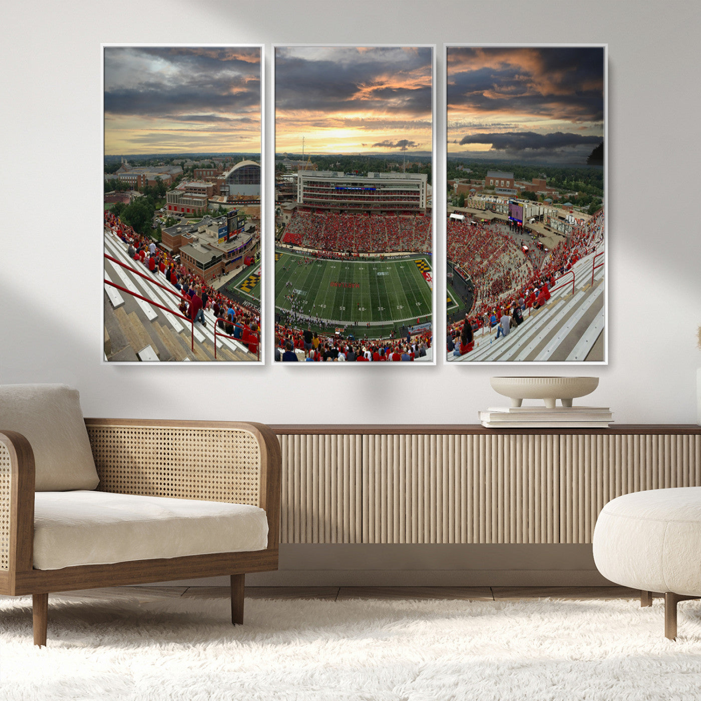 MGV-FC-48X32-3P - University of Maryland Terrapins Football Team Print - College Park SECU Stadium Wall Art Canvas