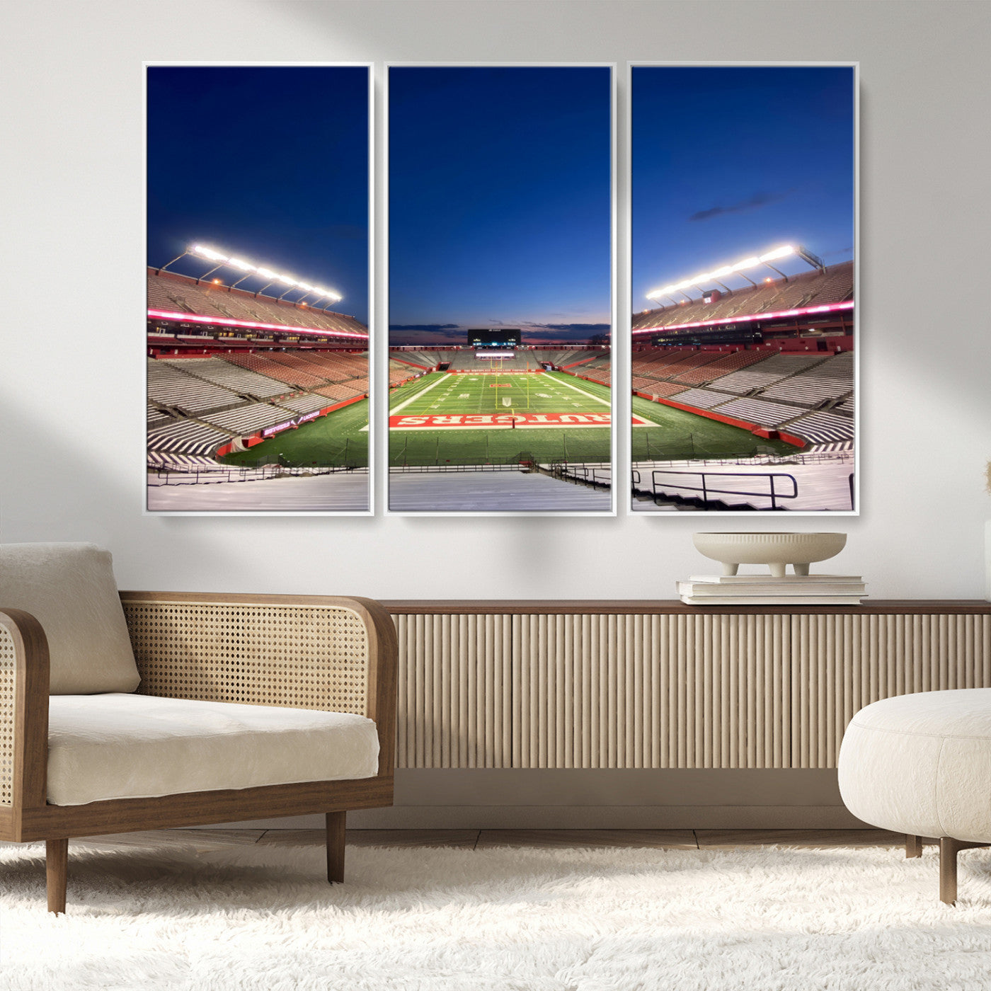 MGV-FC-48X32-3P - Rutgers Scarlet Knights Football Team Print - Piscataway SHI Stadium Wall Art Canvas Print